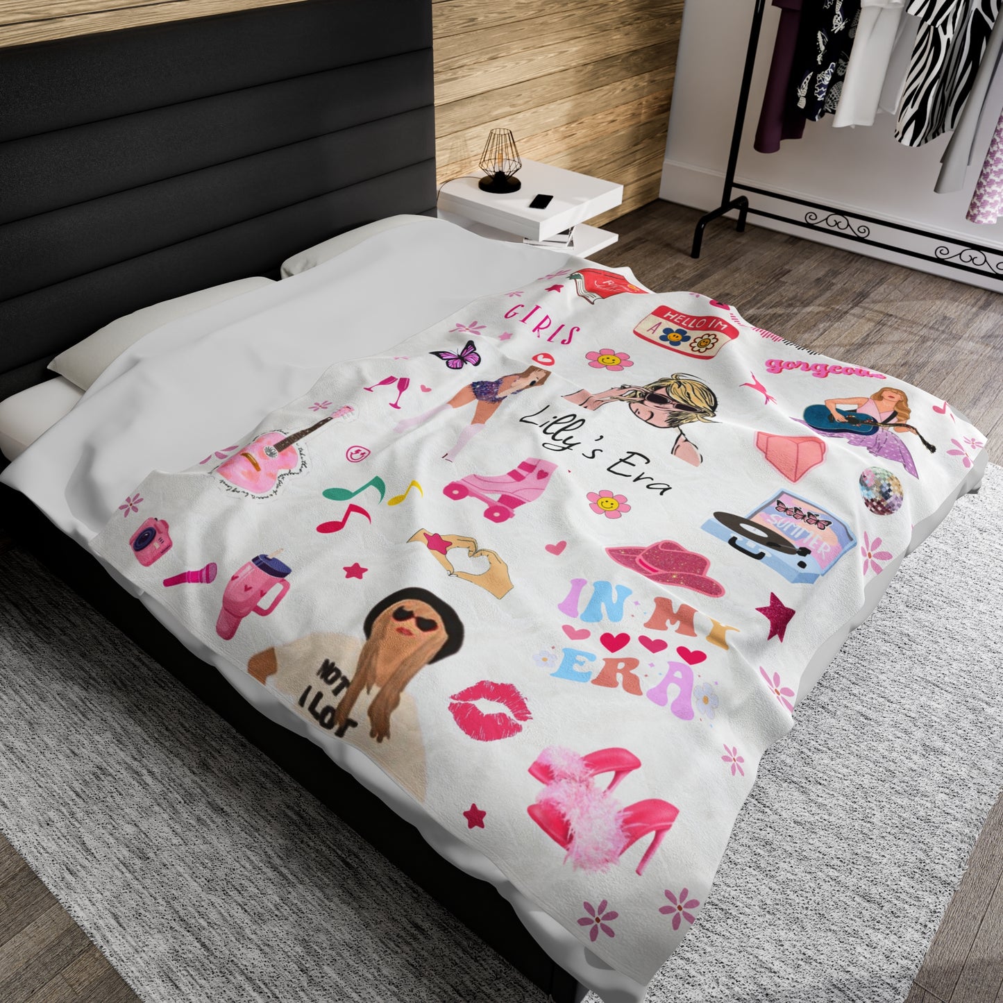 Custom girls era blanket, Girls Fleece Blanket Customizable Soft Blanket for girl, in my era blanket girls name pink blanket gift to niece