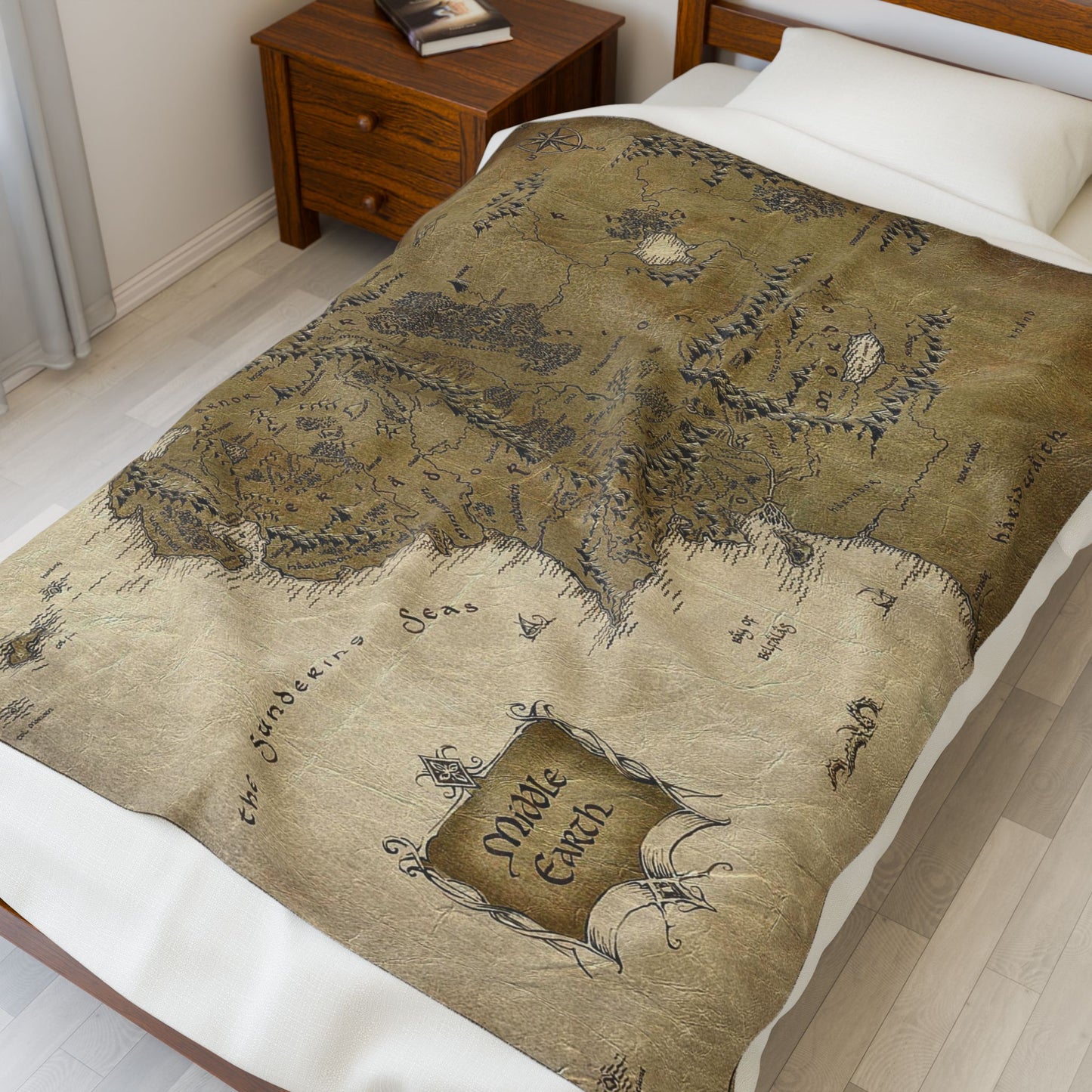 Map of Middle Earth Blanket, Middle-Earth Decor, Fantasy Map Soft Blanket