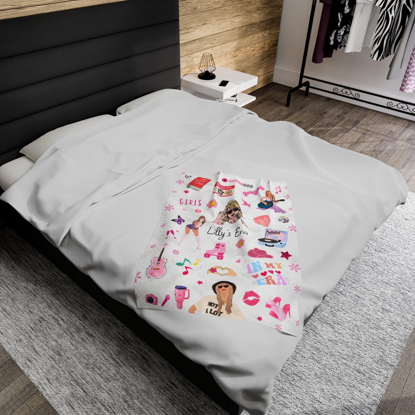 Custom girls era blanket, Girls Fleece Blanket Customizable Soft Blanket for girl, in my era blanket girls name pink blanket gift to niece
