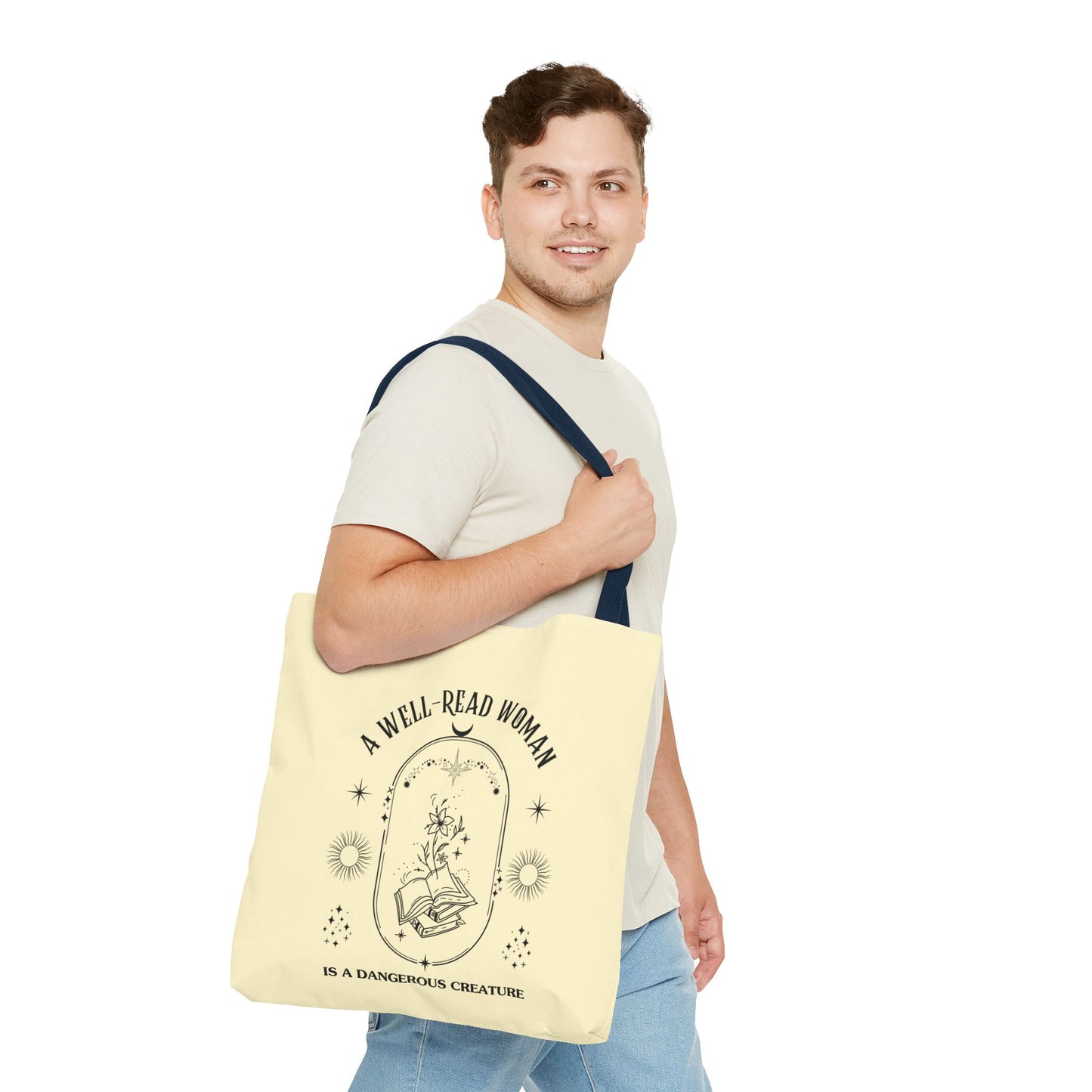 Mystical Modern Book Lovers Tote Bag, Gift for Bookish Women, Well-Read Woman Is A Dangerous Creature, Book Mom Tote, Literary Tote Bag