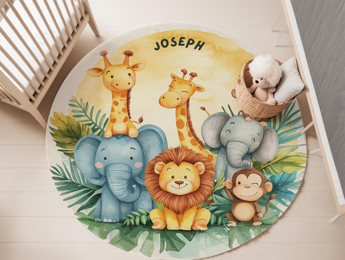 Custom Safari Baby Rug, Animals Playground Carpet, Soft Nursery Kids Rug, Safari Animals Kids Rug, Jungle Kids Rug, Nursery Rug,Baby Playmat