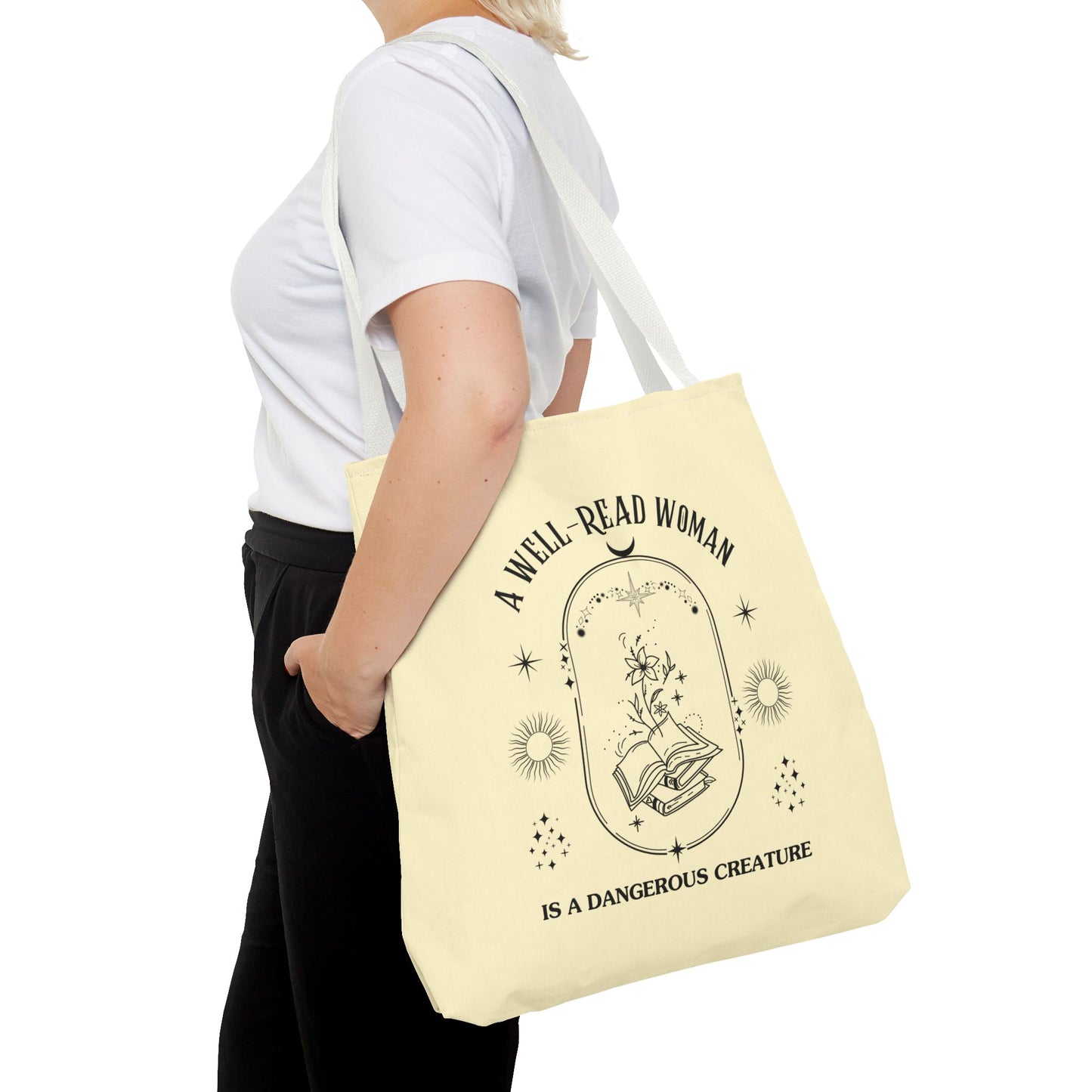 Mystical Modern Book Lovers Tote Bag, Gift for Bookish Women, Well-Read Woman Is A Dangerous Creature, Book Mom Tote, Literary Tote Bag