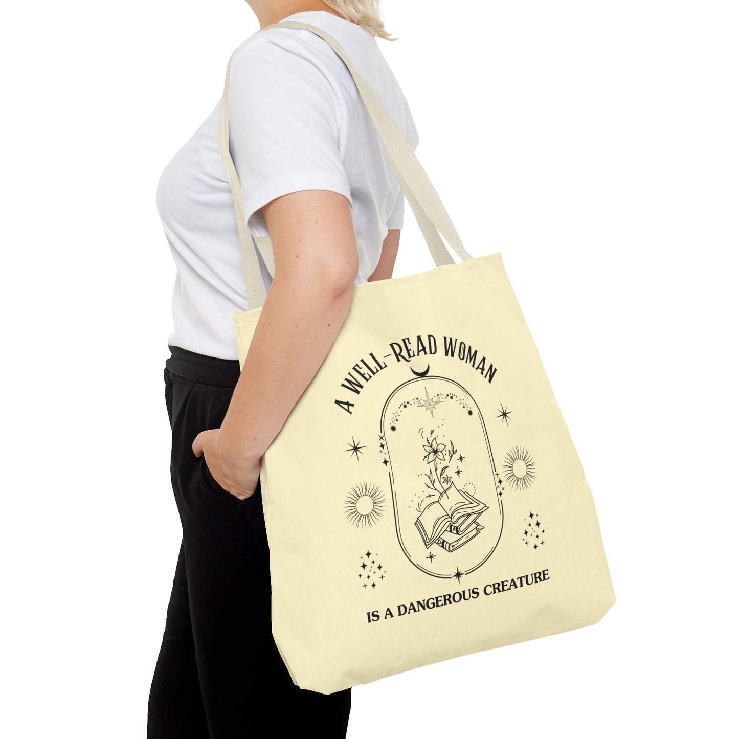 Mystical Modern Book Lovers Tote Bag, Gift for Bookish Women, Well-Read Woman Is A Dangerous Creature, Book Mom Tote, Literary Tote Bag