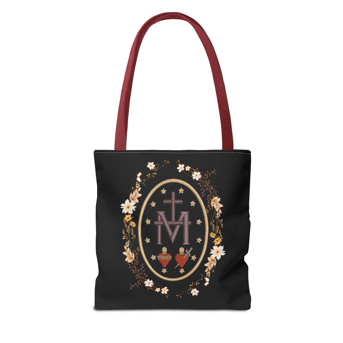 Large Marian Catholic Tote Bag - Virgin Mary Tote - Catholic Gifts - Floral Religious Purse, Women's Cross Shoulder Bag, 18'' Church Bag