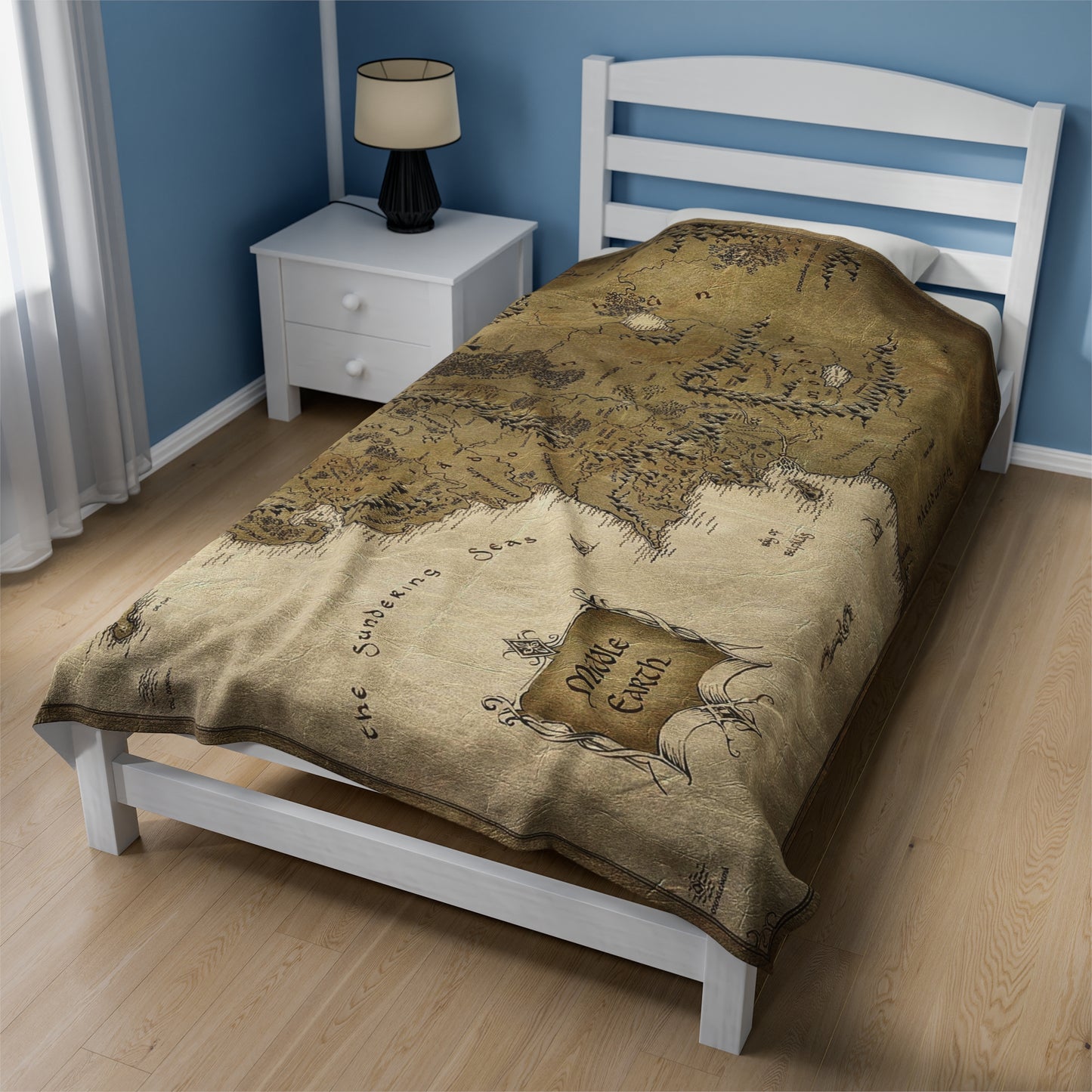 Middle Earth Blanket Lord of the-Earth Map TolkienFantasy Map Soft Blanket,Silmarillion Mythical Gift Blanket Middle World Tapestry for kids