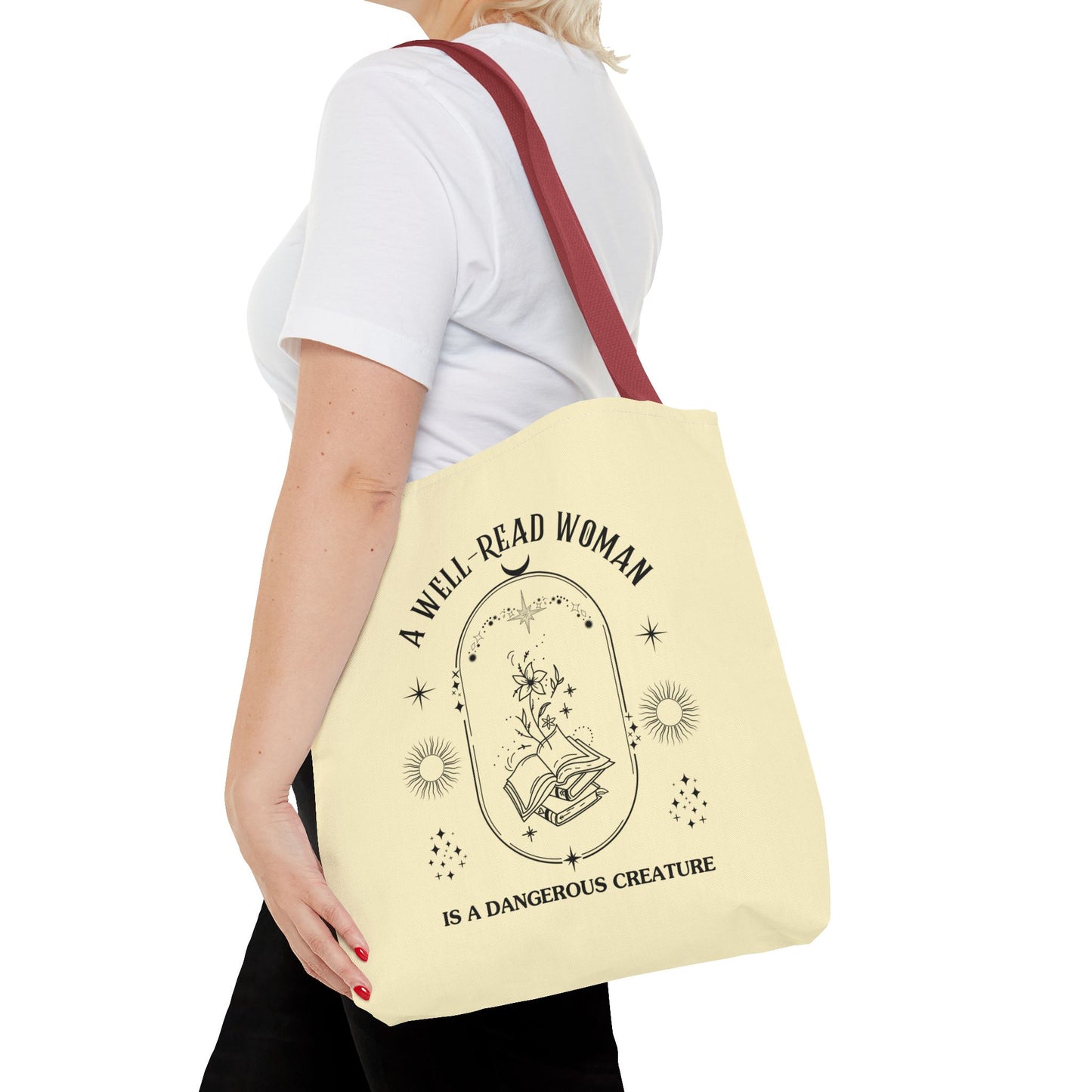 Mystical Modern Book Lovers Tote Bag, Gift for Bookish Women, Well-Read Woman Is A Dangerous Creature, Book Mom Tote, Literary Tote Bag