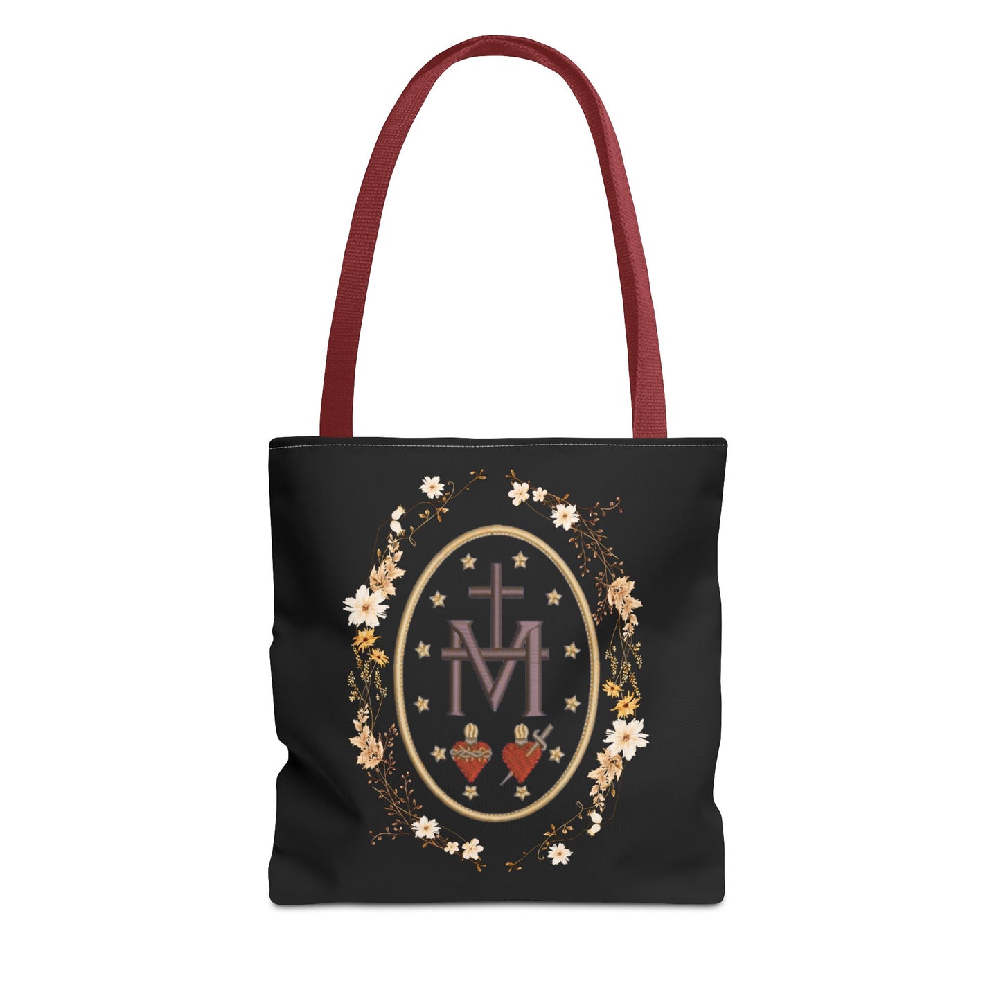 Large Marian Catholic Tote Bag - Virgin Mary Tote - Catholic Gifts - Floral Religious Purse, Women's Cross Shoulder Bag, 18'' Church Bag