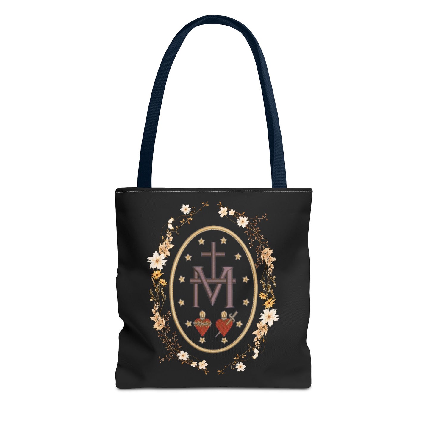 Large Marian Catholic Tote Bag - Virgin Mary Tote - Catholic Gifts - Floral Religious Purse, Women's Cross Shoulder Bag, 18'' Church Bag