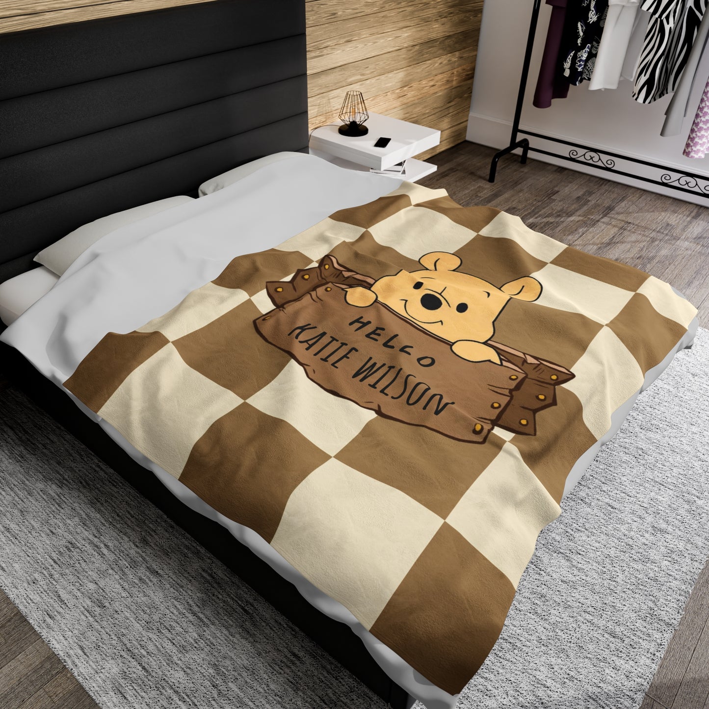 Personalized Winnie The Pooh Blanket Baby Winnie The Pooh Blanket, Custom Name on Blanket for kids, Birtday gift for kids bedroom, Pooh bear