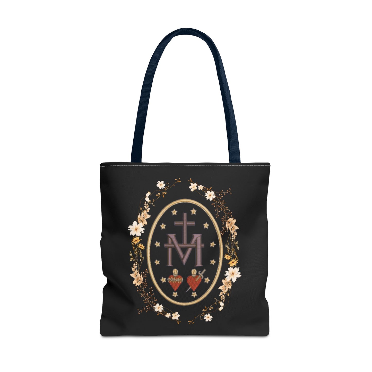 Large Marian Catholic Tote Bag - Virgin Mary Tote - Catholic Gifts - Floral Religious Purse, Women's Cross Shoulder Bag, 18'' Church Bag