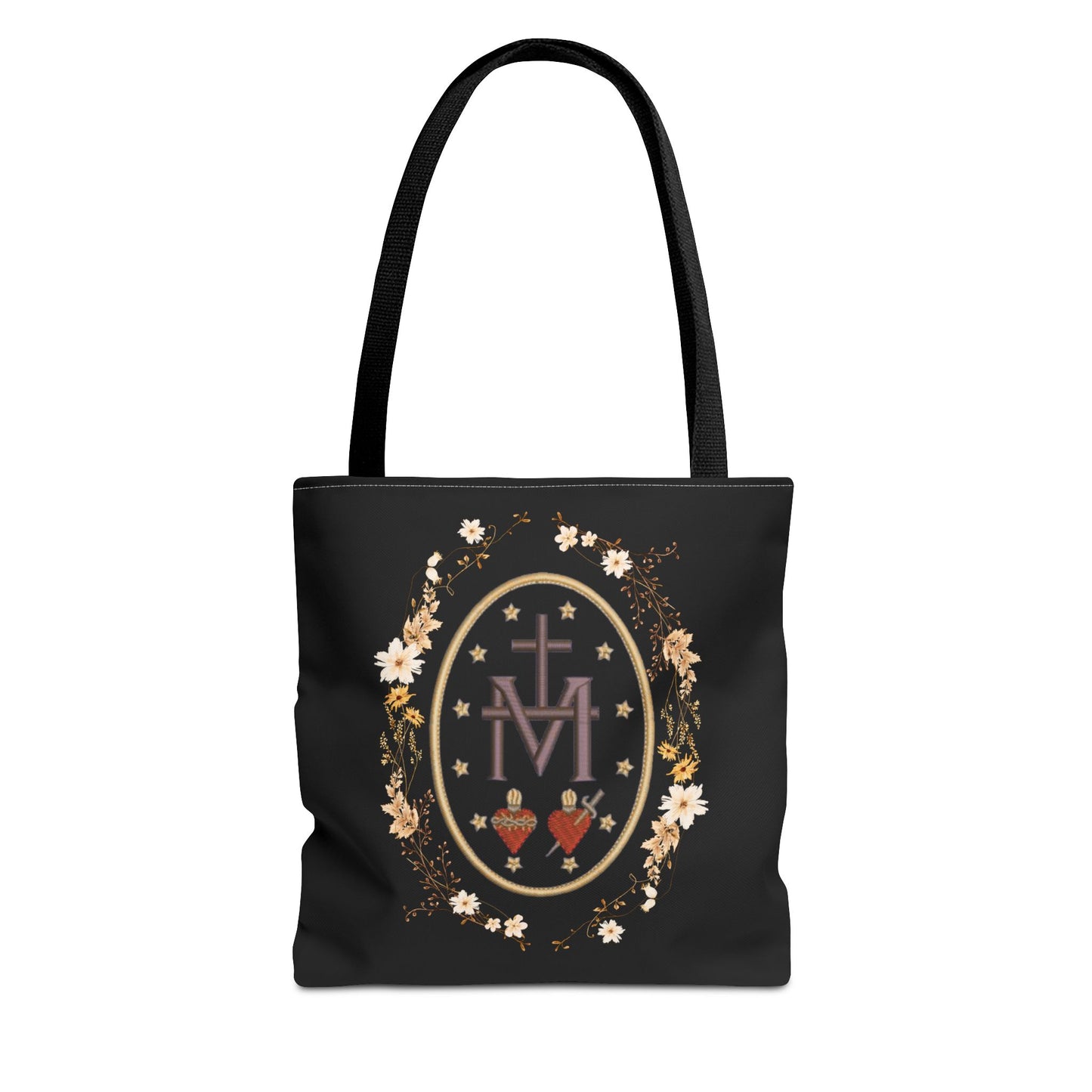 Large Marian Catholic Tote Bag - Virgin Mary Tote - Catholic Gifts - Floral Religious Purse, Women's Cross Shoulder Bag, 18'' Church Bag