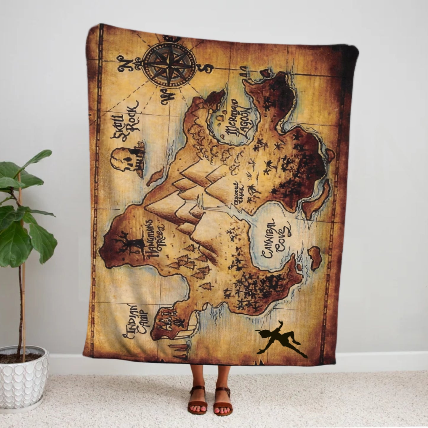 Peter Pan Neverland Map Blanket - Fantasy May Blanket of Peter Pan, Kids Blanket Peter Pan