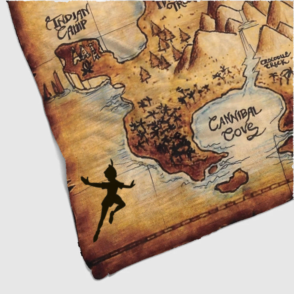 Peter Pan Neverland Map Blanket - Fantasy May Blanket of Peter Pan, Kids Blanket Peter Pan