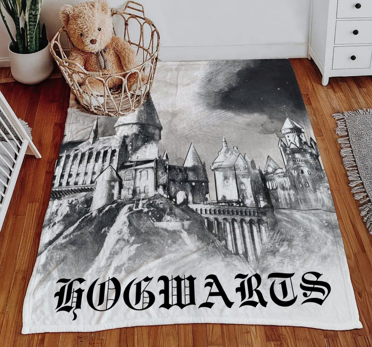 School for Wizarding Blanket, Witchcraft Blanket, Wizardry Blanket, Fantasy Map of Wizarding School