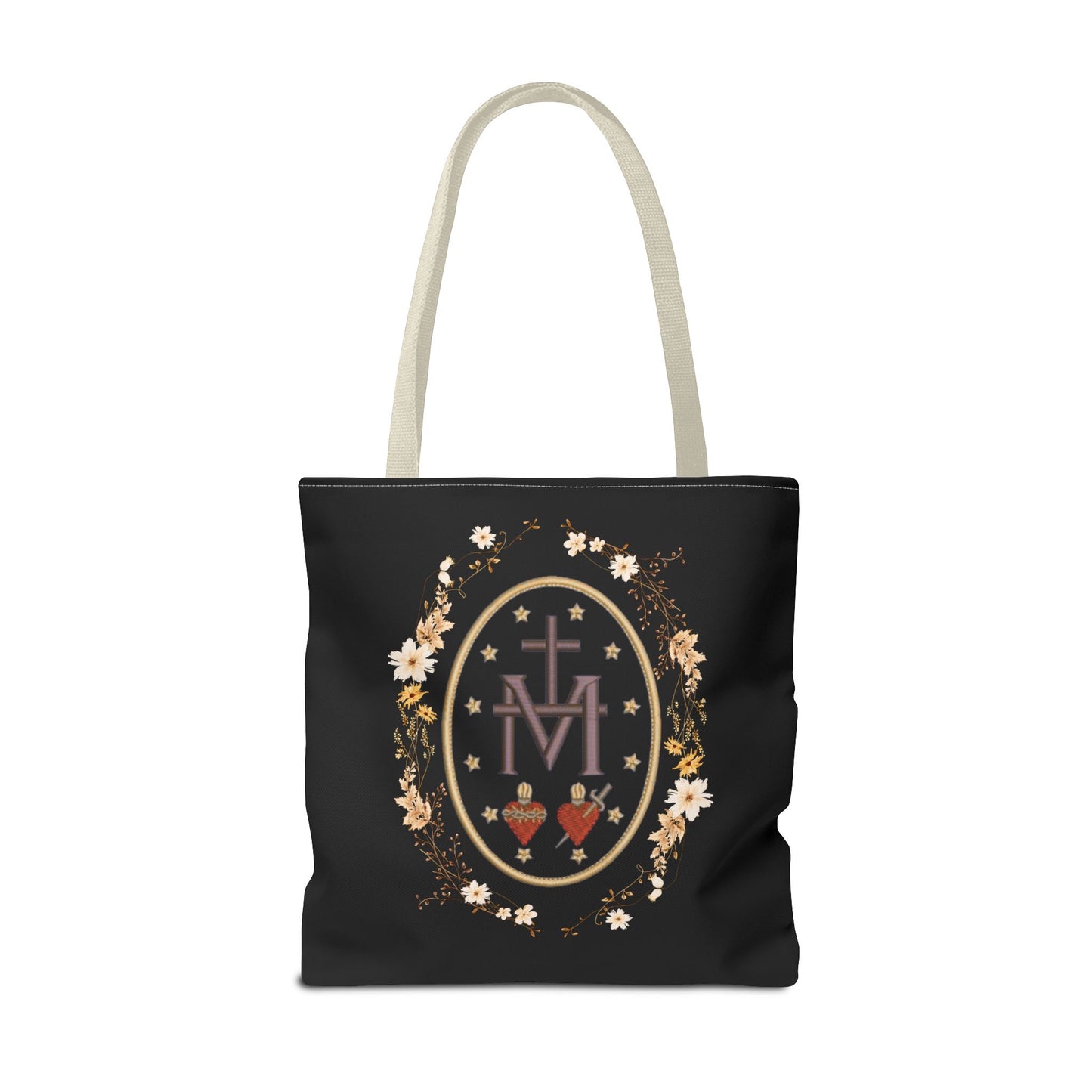 Large Marian Catholic Tote Bag - Virgin Mary Tote - Catholic Gifts - Floral Religious Purse, Women's Cross Shoulder Bag, 18'' Church Bag