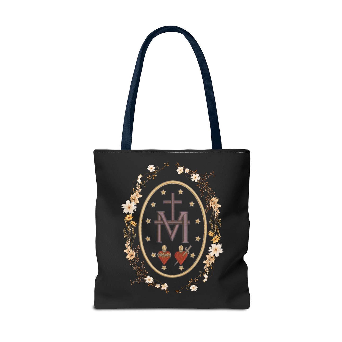 Large Marian Catholic Tote Bag - Virgin Mary Tote - Catholic Gifts - Floral Religious Purse, Women's Cross Shoulder Bag, 18'' Church Bag