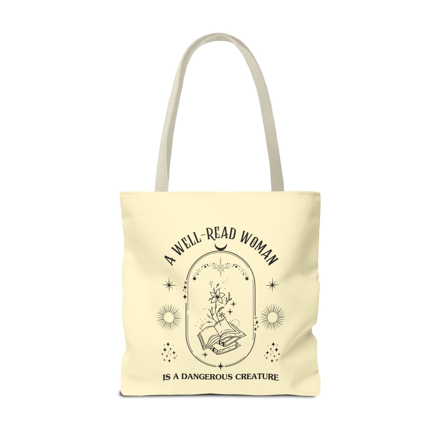 Mystical Modern Book Lovers Tote Bag, Gift for Bookish Women, Well-Read Woman Is A Dangerous Creature, Book Mom Tote, Literary Tote Bag