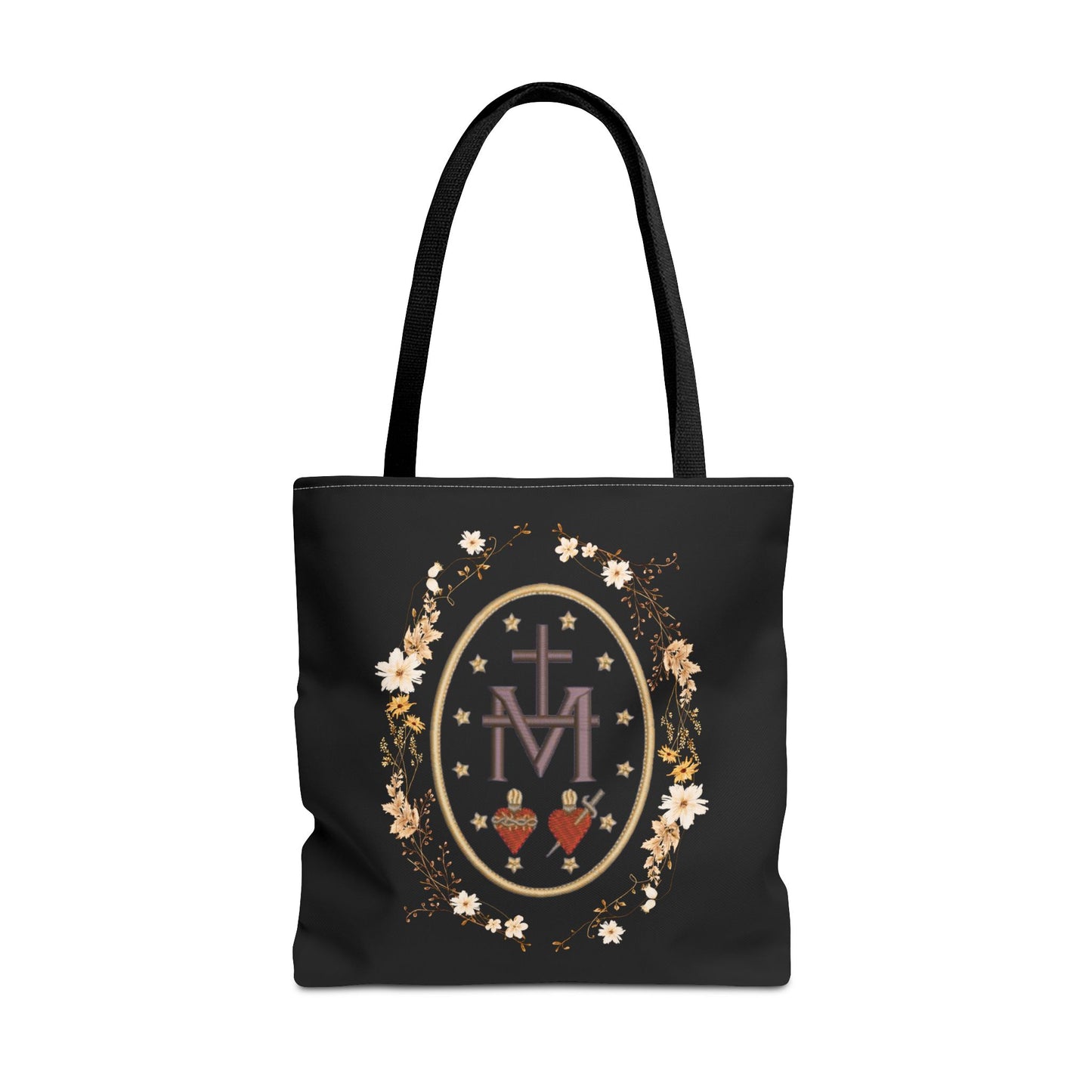 Large Marian Catholic Tote Bag - Virgin Mary Tote - Catholic Gifts - Floral Religious Purse, Women's Cross Shoulder Bag, 18'' Church Bag