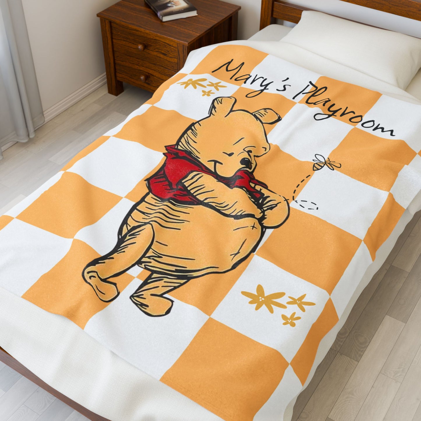 Personalized Winnie The Pooh Blanket for Kids, Winnie the Bear Blanket