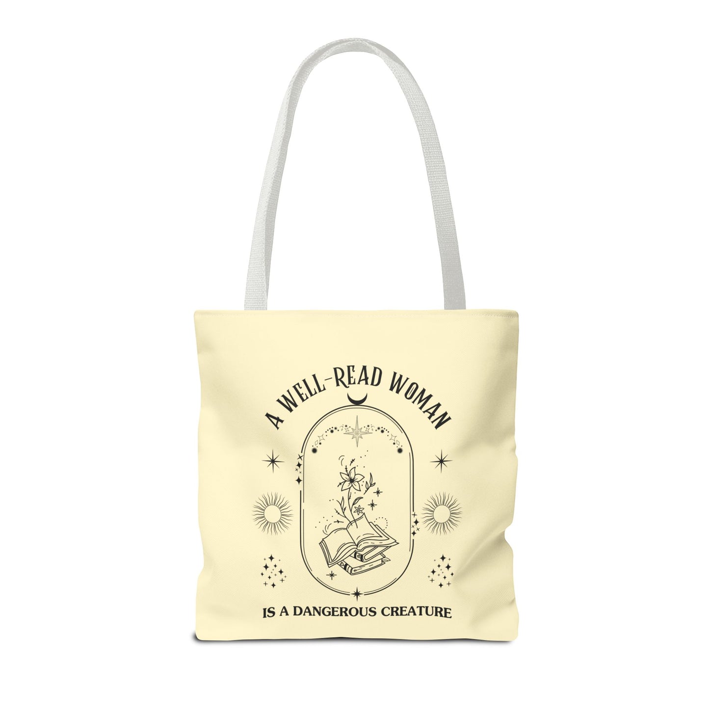 Mystical Modern Book Lovers Tote Bag, Gift for Bookish Women, Well-Read Woman Is A Dangerous Creature, Book Mom Tote, Literary Tote Bag