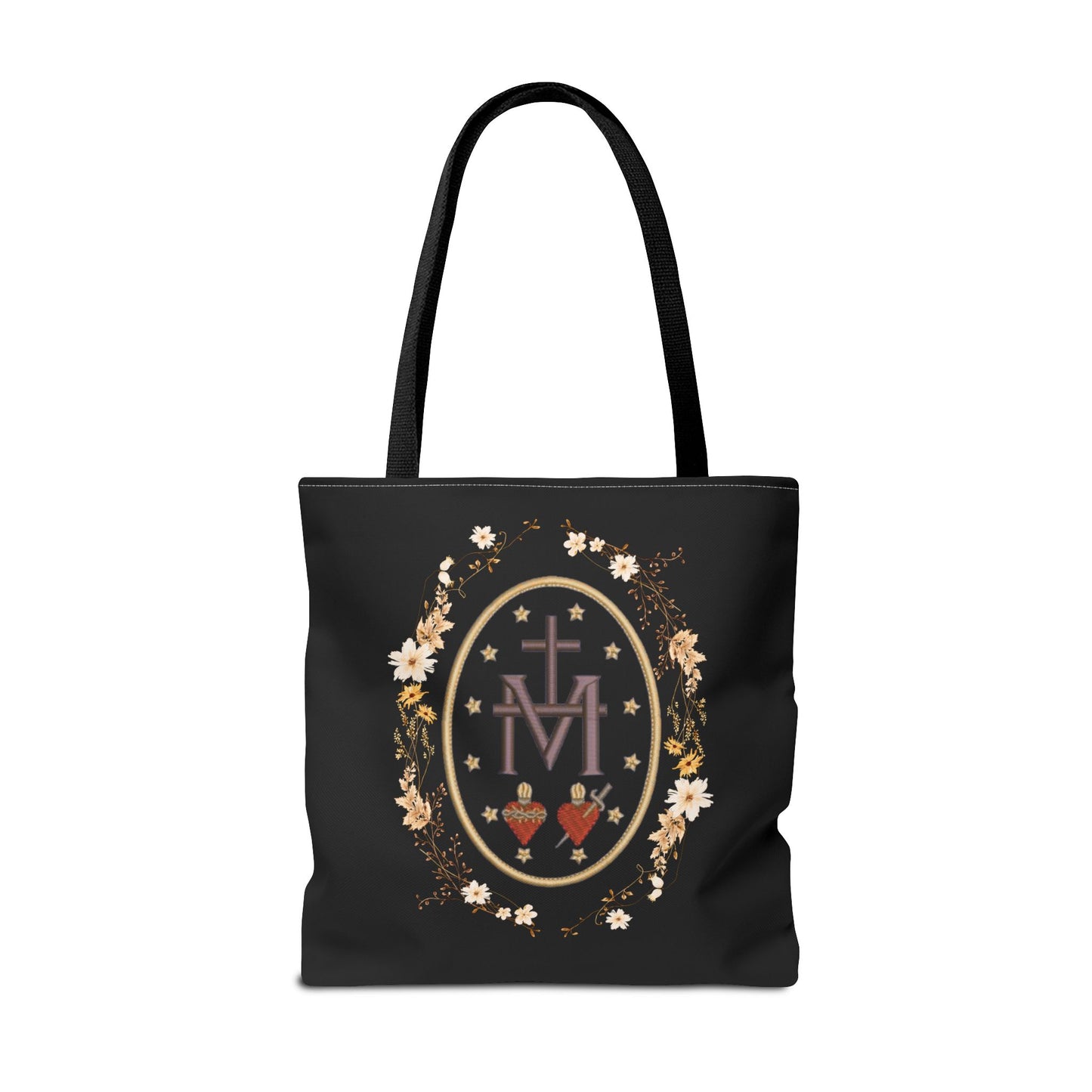 Large Marian Catholic Tote Bag - Virgin Mary Tote - Catholic Gifts - Floral Religious Purse, Women's Cross Shoulder Bag, 18'' Church Bag