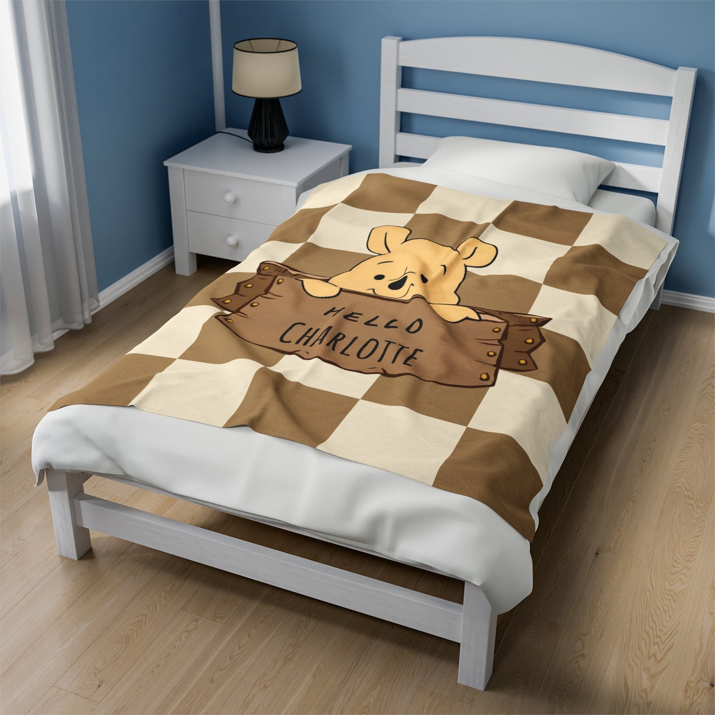 Personalized Winnie The Pooh Blanket Baby Winnie The Pooh Blanket, Custom Name on Blanket for kids, Birtday gift for kids bedroom, Pooh bear