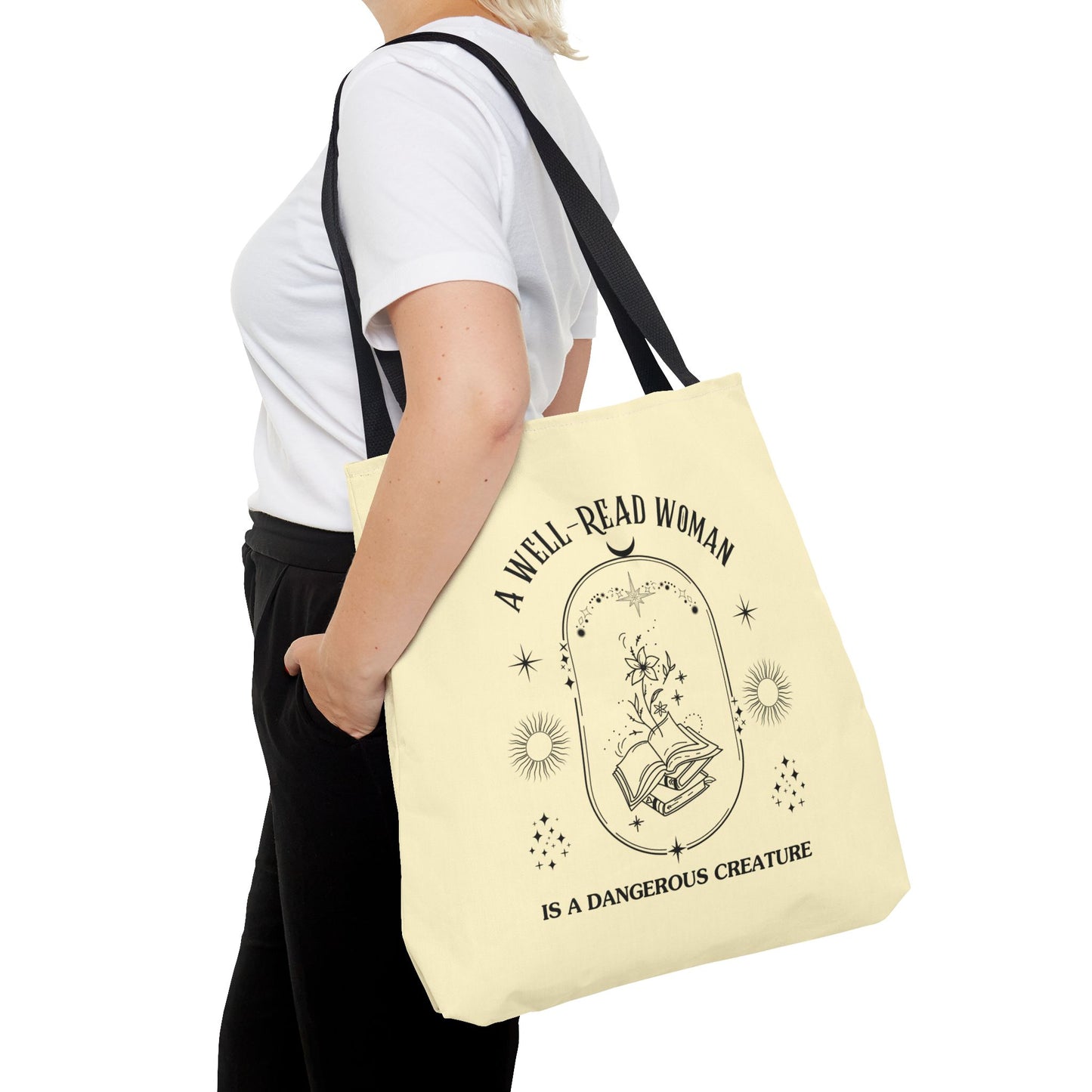 Mystical Modern Book Lovers Tote Bag, Gift for Bookish Women, Well-Read Woman Is A Dangerous Creature, Book Mom Tote, Literary Tote Bag