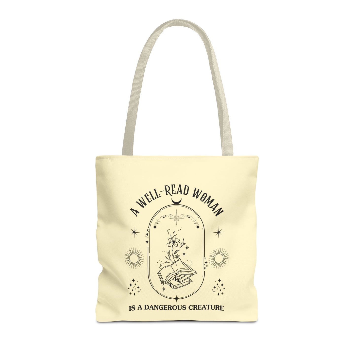 Mystical Modern Book Lovers Tote Bag, Gift for Bookish Women, Well-Read Woman Is A Dangerous Creature, Book Mom Tote, Literary Tote Bag