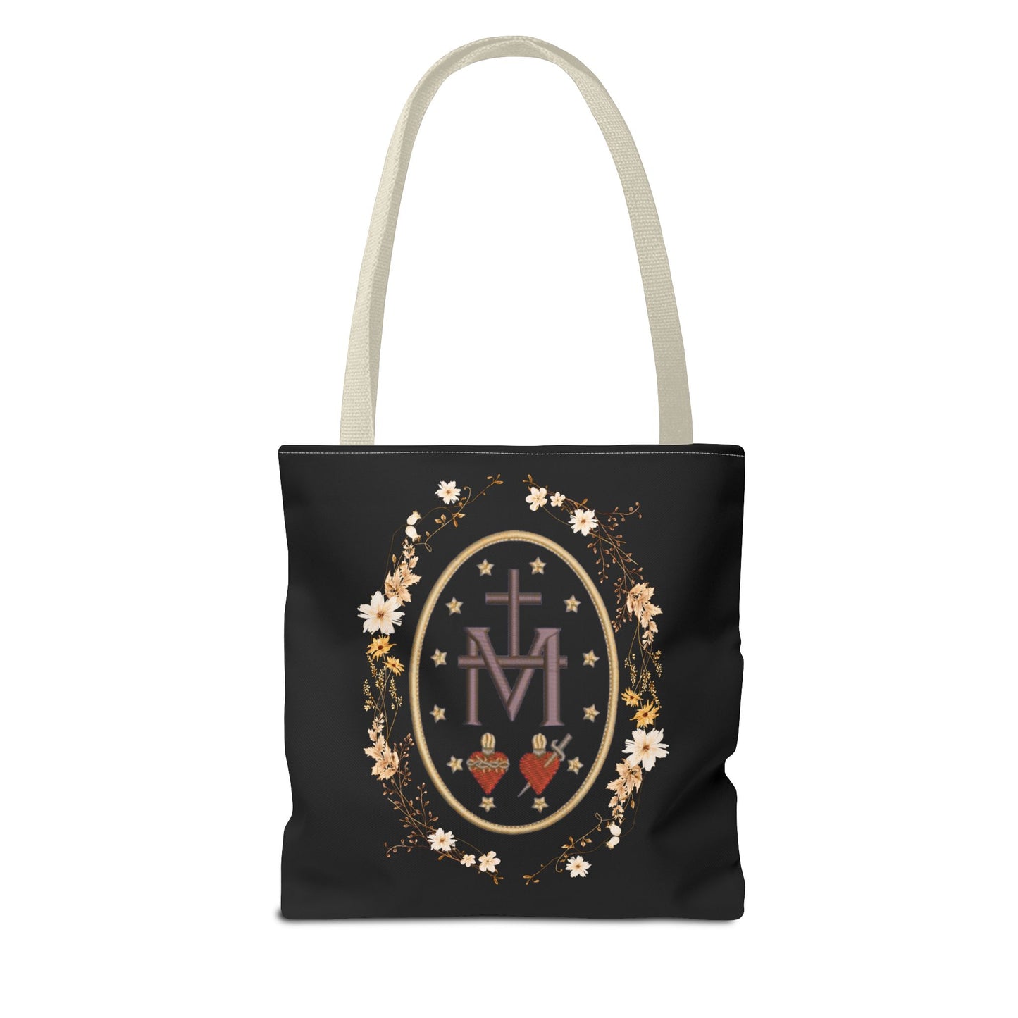 Large Marian Catholic Tote Bag - Virgin Mary Tote - Catholic Gifts - Floral Religious Purse, Women's Cross Shoulder Bag, 18'' Church Bag