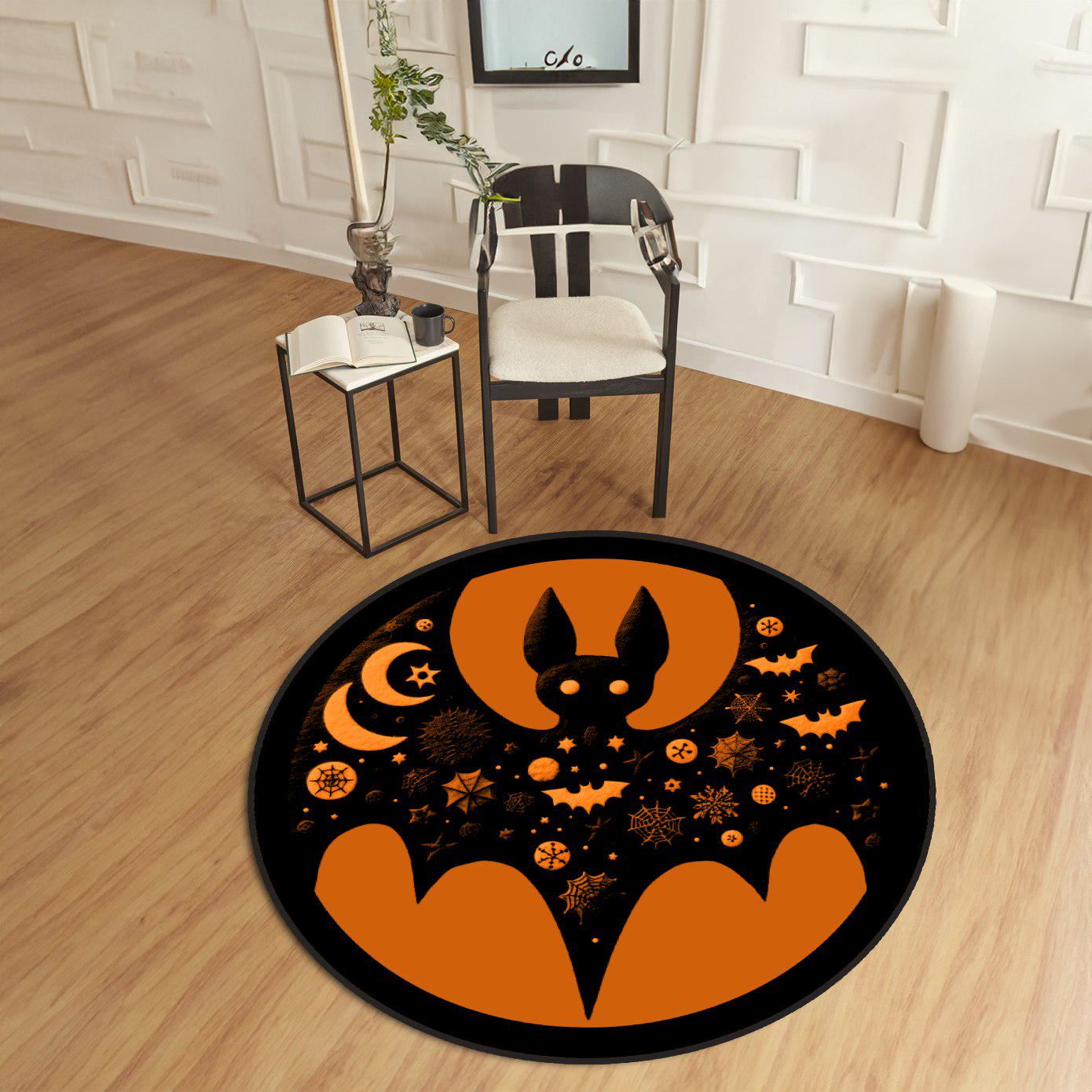 Bat Rug, Halloween Horror Rug, Orange Black rug, Spooky Bat Rug, Halloween Bat Decor, Horror Themed Rug, Halloween Living Room Rug