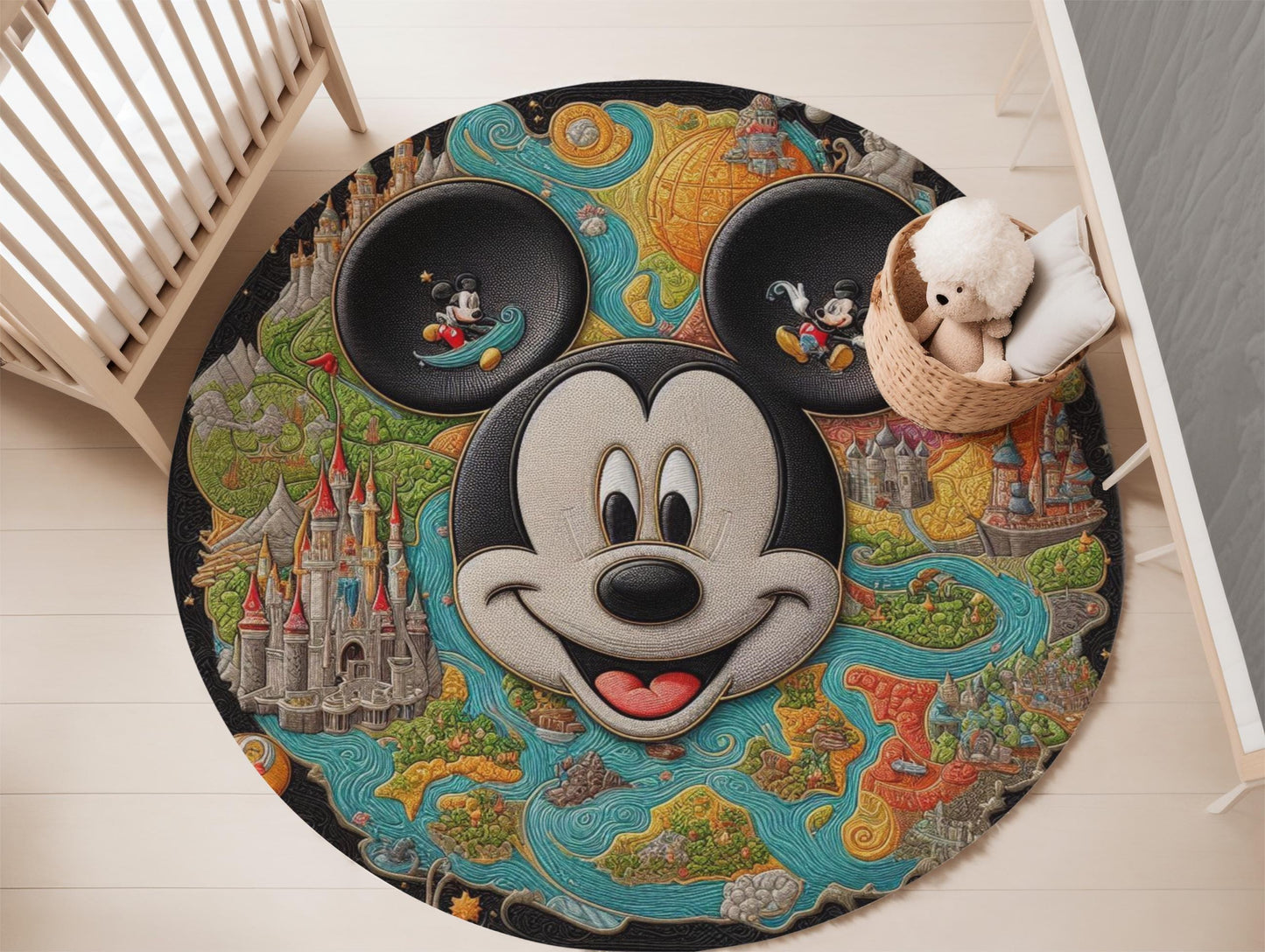 Disney Mickey Mouse Map Rug - Kids Room Decor - Nursery Rug - Disney Gift Rug - Mickey Mouse Design Rug - Disney Fans Rug