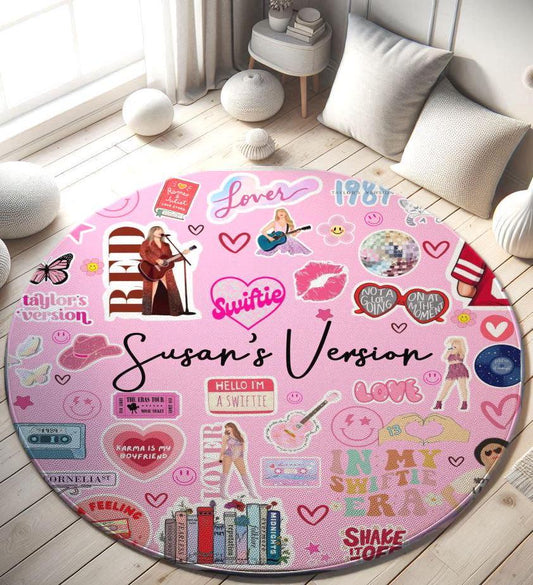 Personalized Pink Rug for Girls Room Rug - Music Concert Theme Rug - Gift for Her - Birthday Present - Swiftys TS Inspired Rug