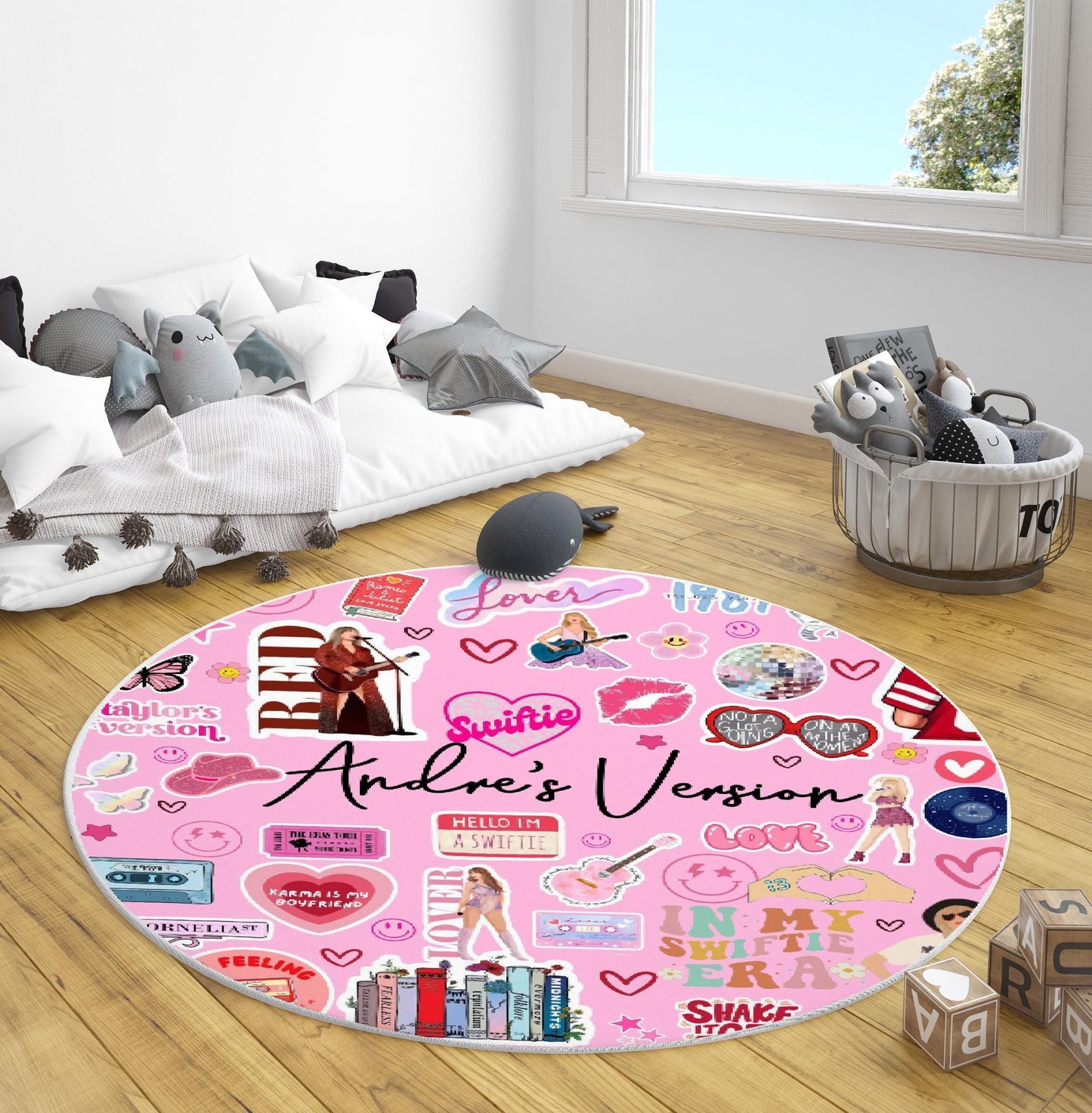 Personalized Pink Rug for Girls Room Rug - Music Concert Theme Rug - Gift for Her - Birthday Present - Swiftys TS Inspired Rug