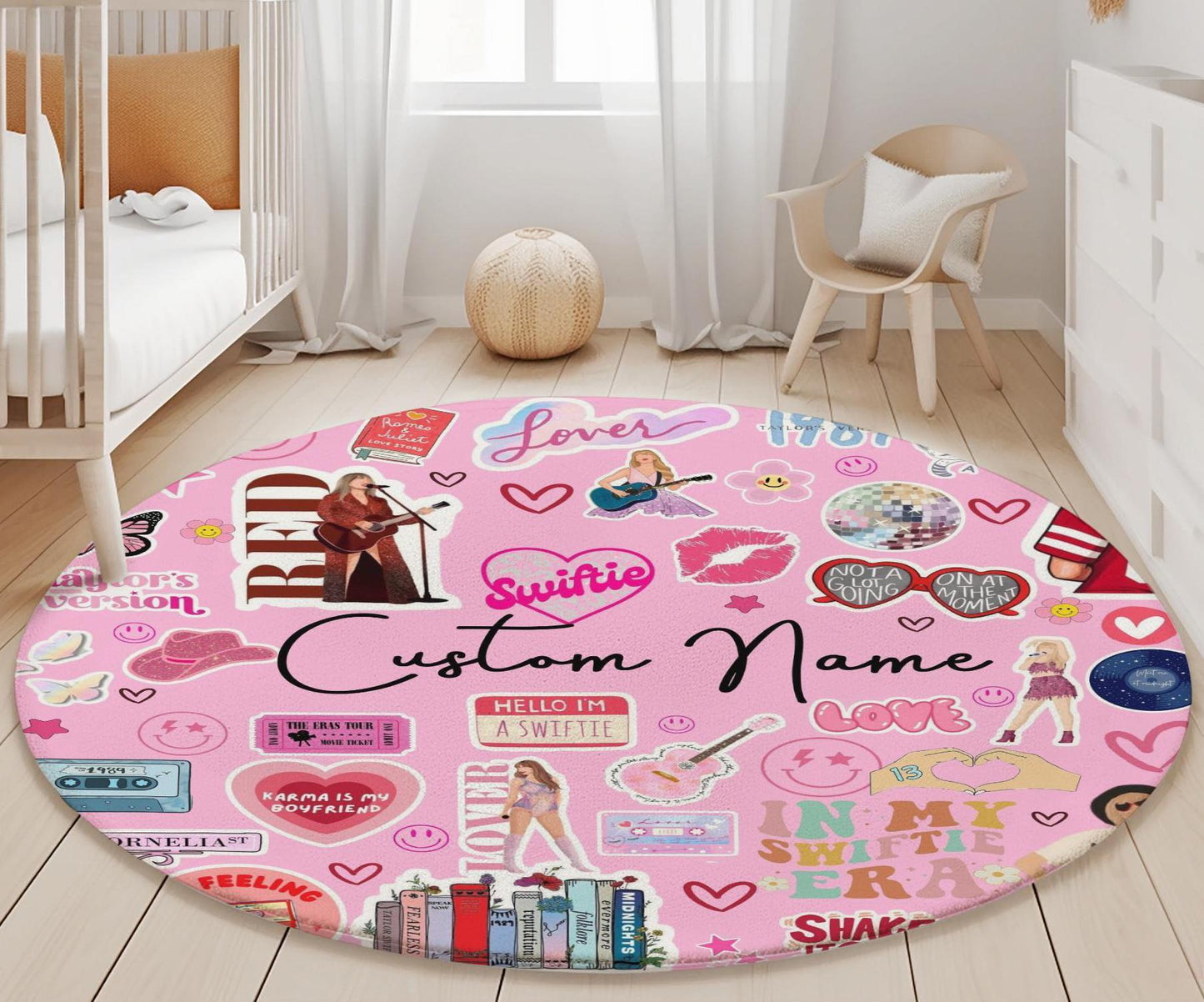 Personalized Pink Rug for Girls Room Rug - Music Concert Theme Rug - Gift for Her - Birthday Present - Swiftys TS Inspired Rug