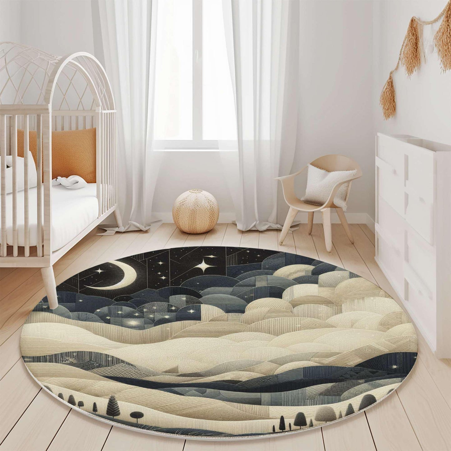 Moon Stars Rug, Night Sky Rug, Mountain Landscape Rug, Nursery Rug, Baby Rug, Living Room Rug, Peaceful Night Sky Rug, New Home Gift Rug