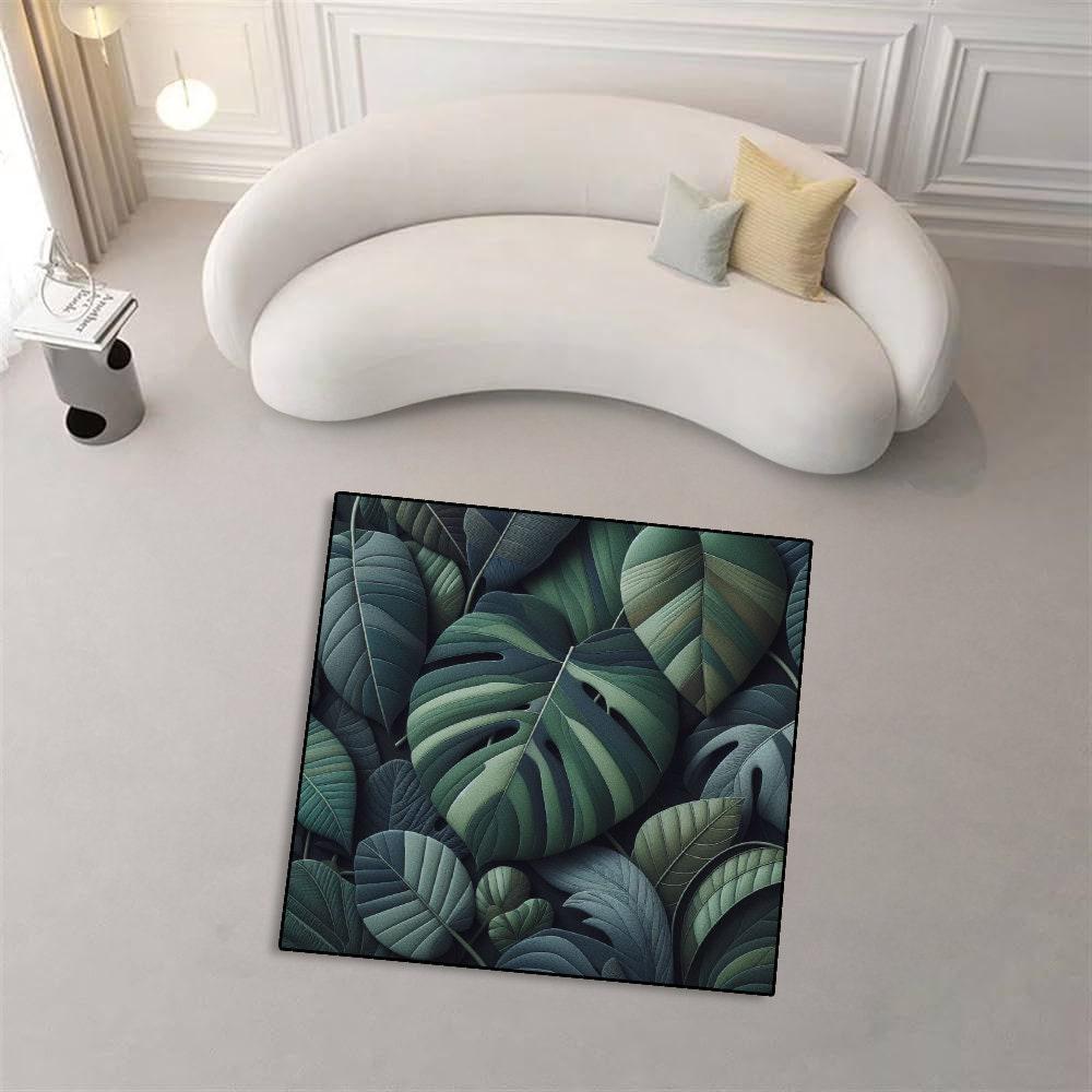 Exotic Leaf Area Rug, Botanical Leaves Rug, Monstera Leaf Rug, Non Slip Carpet, Botanical Pattern Rug,Green Leaf Accent,Botanical Home Decor