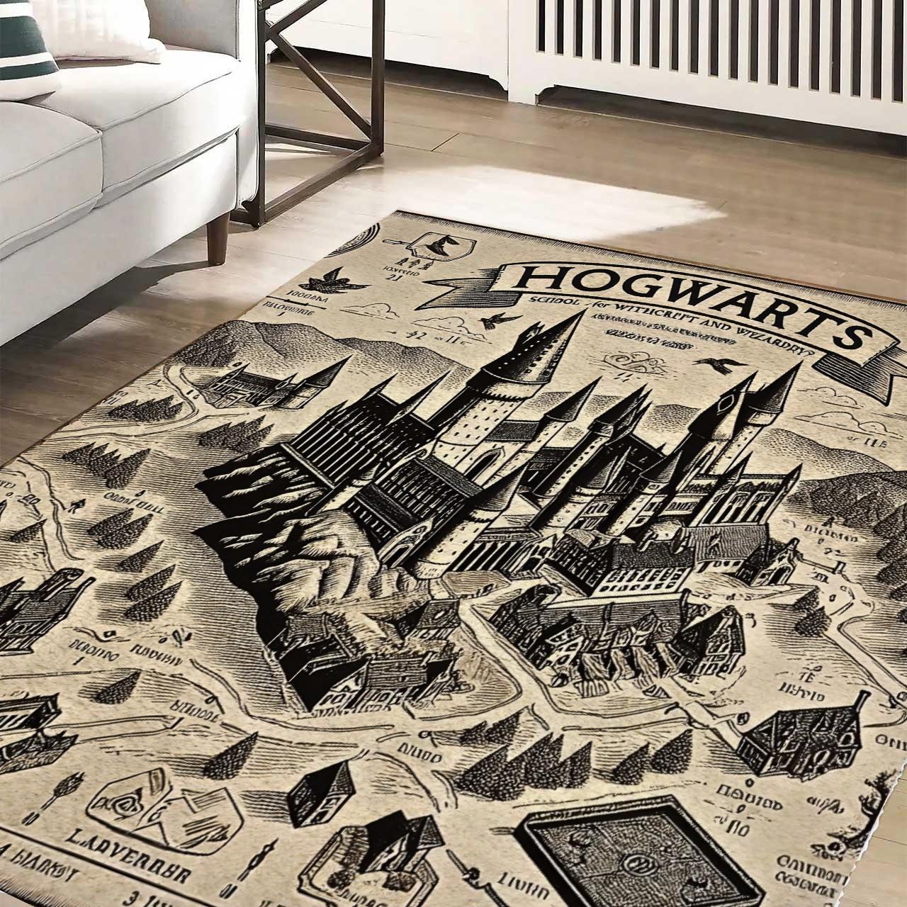 Wizarding School Rug, Witchcraft Academy Rug for Teens, Magical Decor for Teenager's Room, Fantasy Themed Rug, Cozy Bedroom Carpet