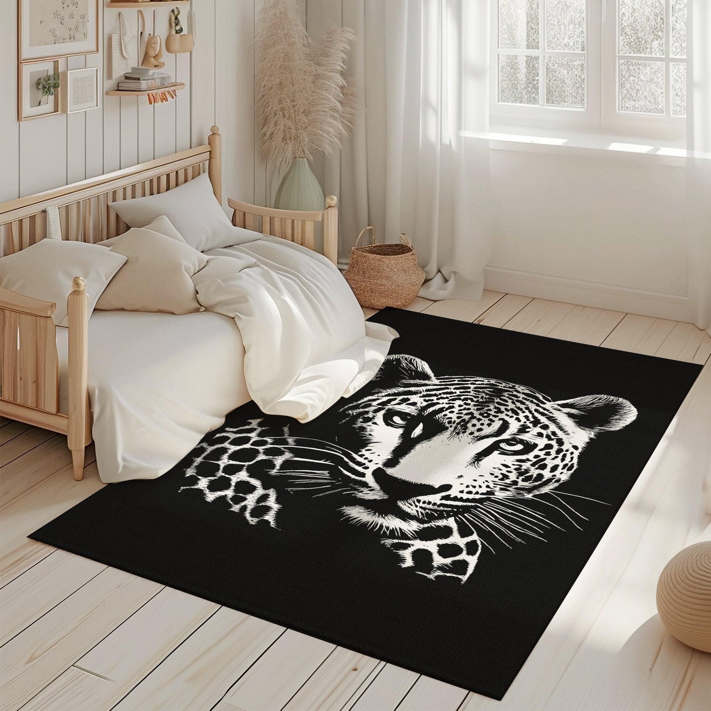 Jaguar Rug, Animal Rug, Jaguar Carpet, Animal Pattern Rug, Tiger Themed Rug, Wildcat Rug, Wildlife Rug, Living Room Rug, Boho Black Rug