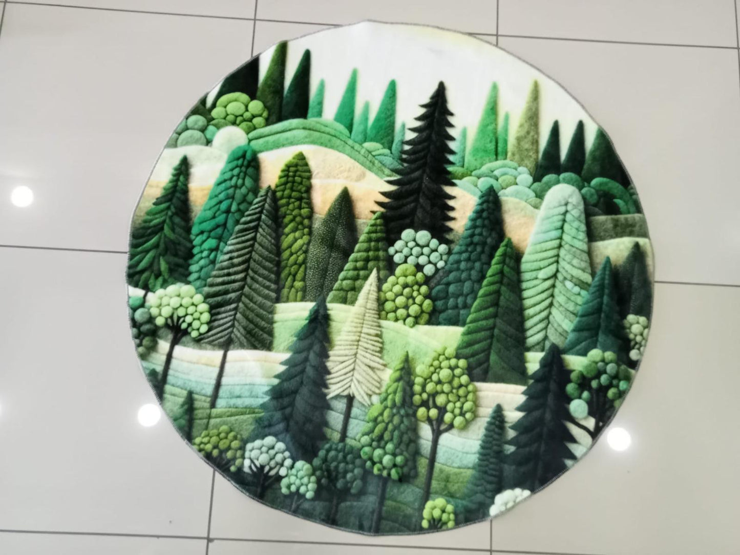 Woodland Adventure Round Rug for Kids, Forest Friends Play Rug, Soft and Cuddly Woodland Friends Rug for Your Little Adventurer, Landscape