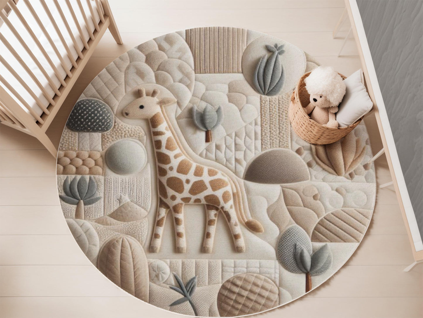 Giraffe Nursery Rug, Baby Room Rug, Kids Room Rug, Round Nursery Rug, Playroom Rug, Animal Rug, Safari Rug, Safari Animals Rug,Gift For Baby