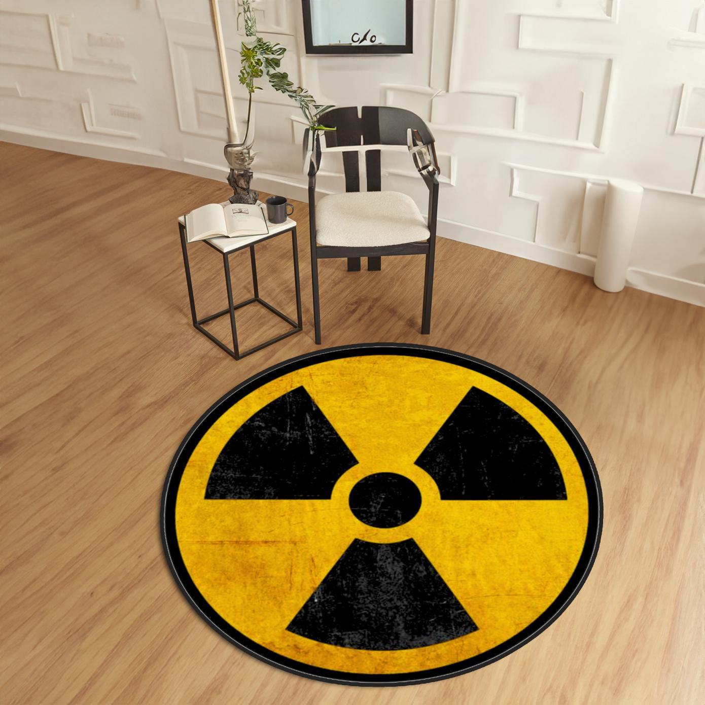 Gamer Rug with Radiation Symbol, Geeky Warning Sign Rug, Gaming Room Decor, Cool Decor for Gamers, Nuclear Symbol Rug, Cool Gaming Gift