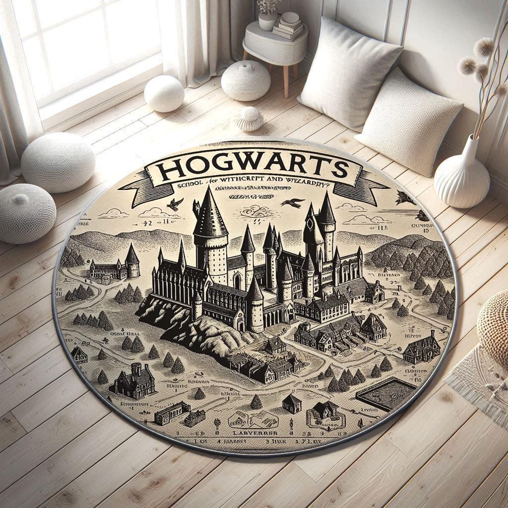 Wizarding School Rug for Teens - Witchcraft Academy Themed Room Decor - Fantasy Carpet for Cozy Bedroom - Magical Teenagers Rug