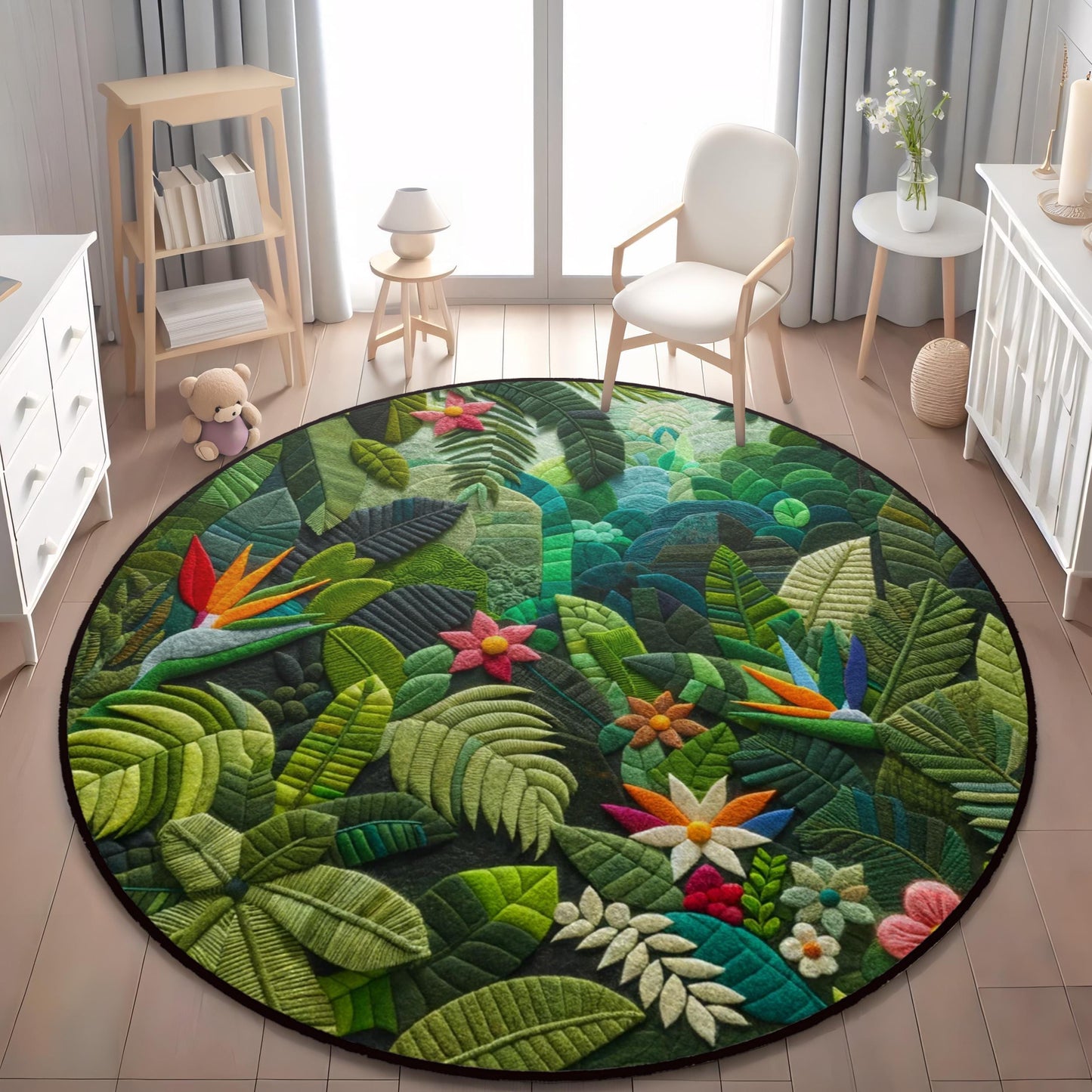 Monstera Rug - Tropical Area Rug, Green Exotic Vibes Carpet, Palm Leaf Design Mat - Child's Paradise Rug, Kids Room Rug, Living Room Rug