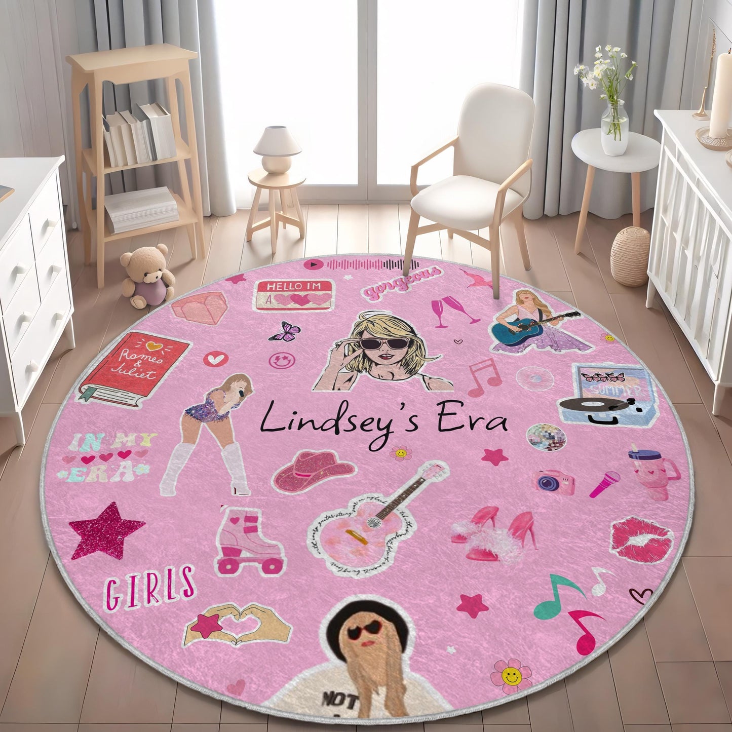 Personalized Era Rug, Pink Version Rug, Girls Room Decor, Music Concert Rug, Girls Room Rug, Gift For Her, Birthday Gift, Swifty TS gift,