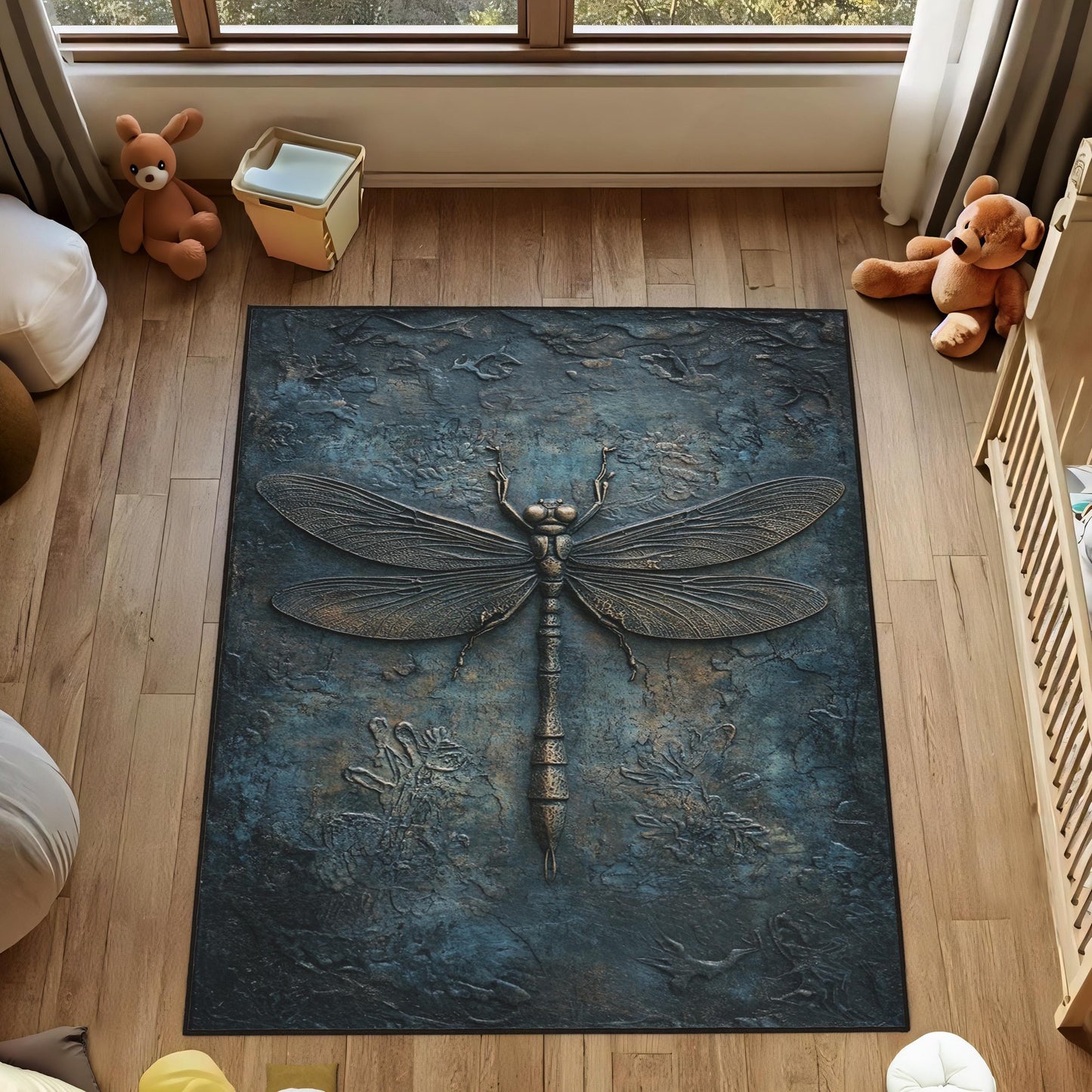 Dragonfly Rug - Modern Area Rug - Dragonfly Art Rug for Home Decor - Housewarming Gift, Birthday Gift, Personalized Gift for Him Her