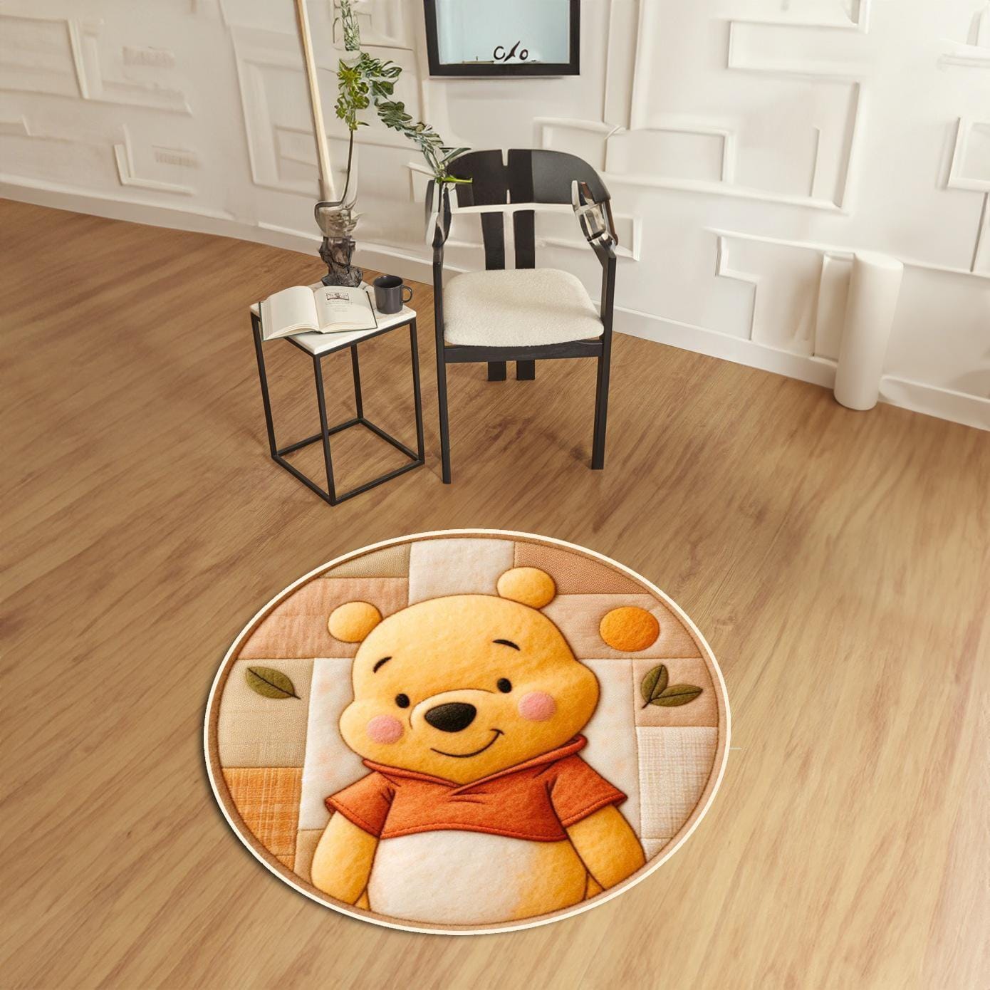 Adorable Pooh Nursery Rug - Round Play Mat for Baby and Kids Room Decor - Soft Rug for Nursery - Bear Rug - Winnie The Pooh Rug