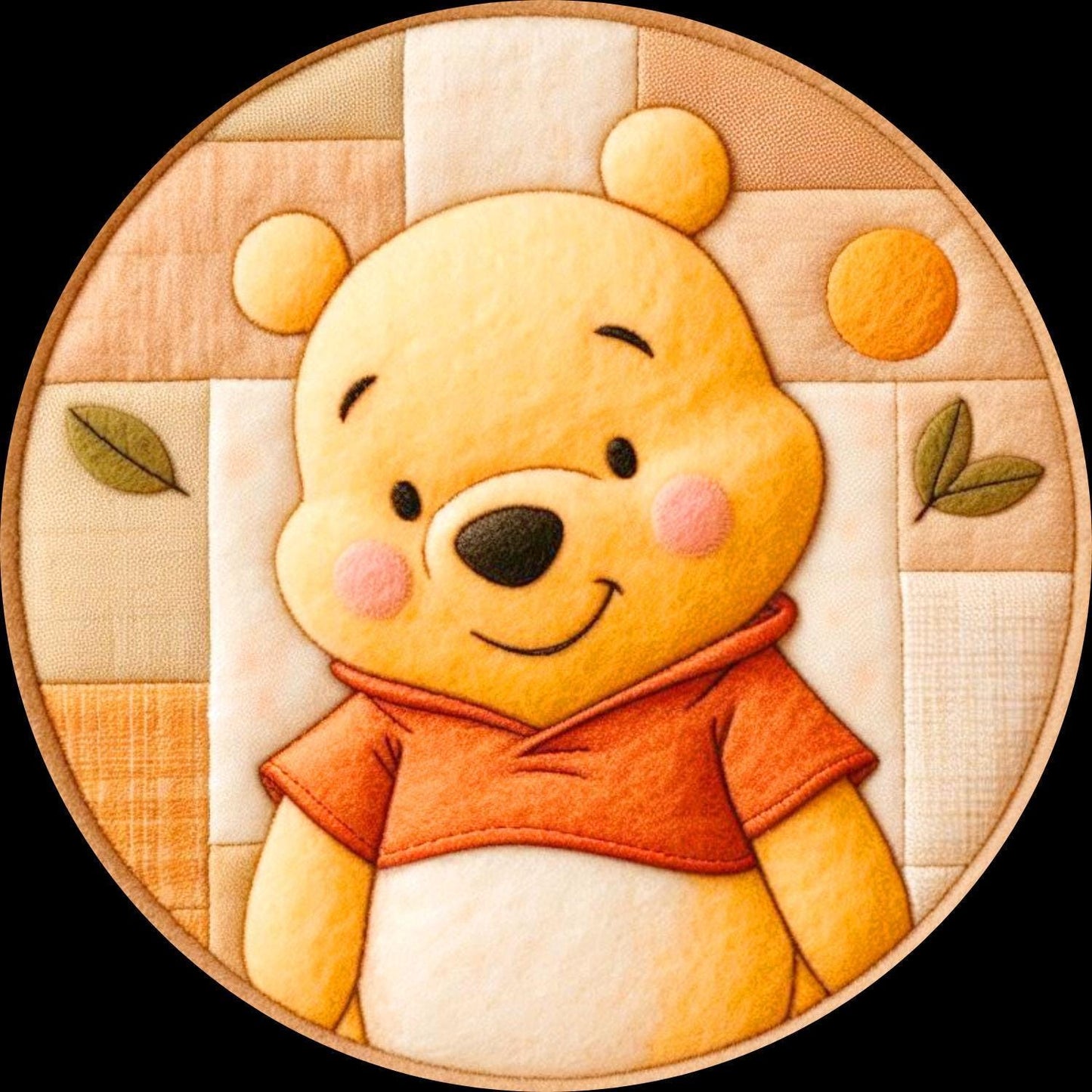 Adorable Pooh Nursery Rug - Round Play Mat for Baby and Kids Room Decor - Soft Rug for Nursery - Bear Rug - Winnie The Pooh Rug