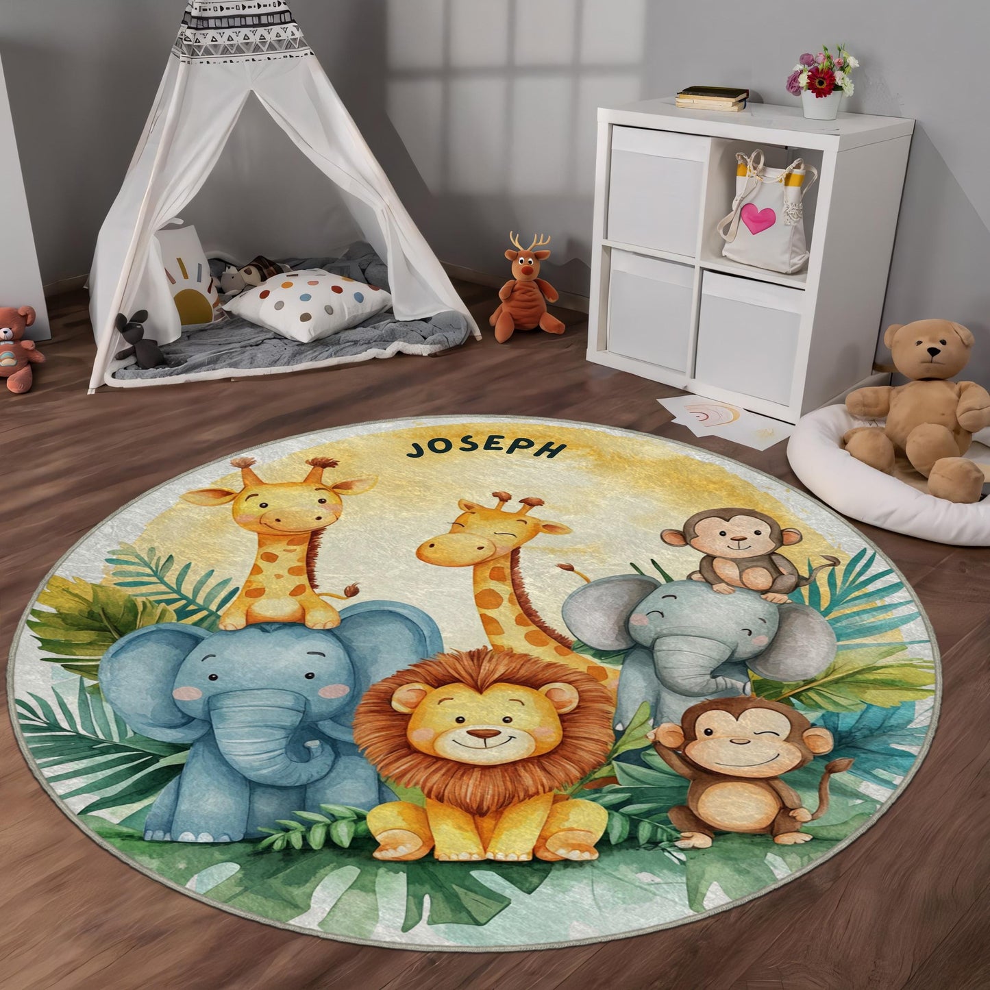 Custom Safari Baby Rug, Animals Playground Carpet, Soft Nursery Kids Rug, Safari Animals Kids Rug, Jungle Kids Rug, Nursery Rug,Baby Playmat