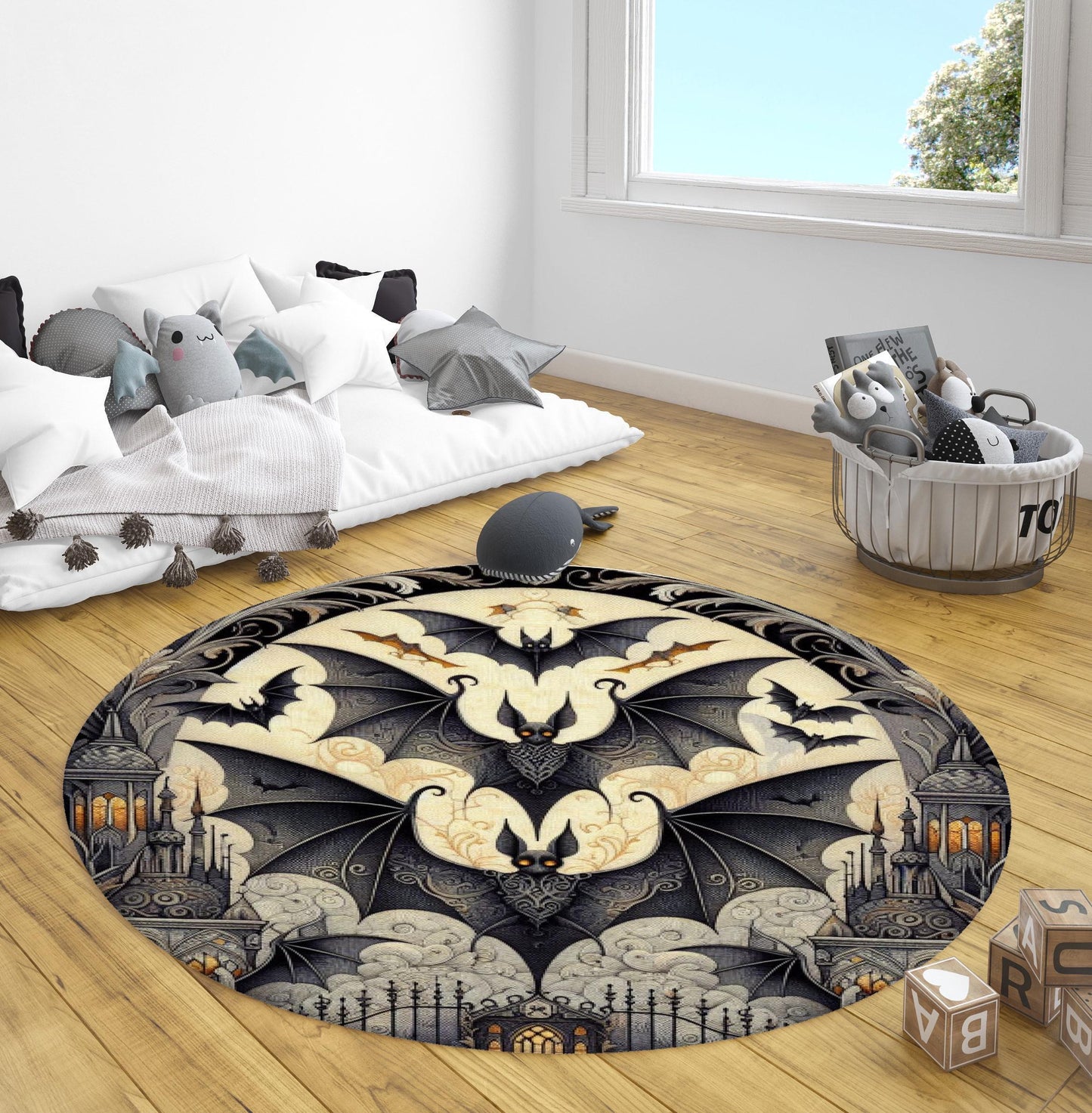 Gothic Bat Rug, Halloween Bat Rug, Gothic Horror Themed Rug, Spooky Rug, Dark Aesthetic Rug, Halloween Home Decor, Halloween Gift, Bat Rug