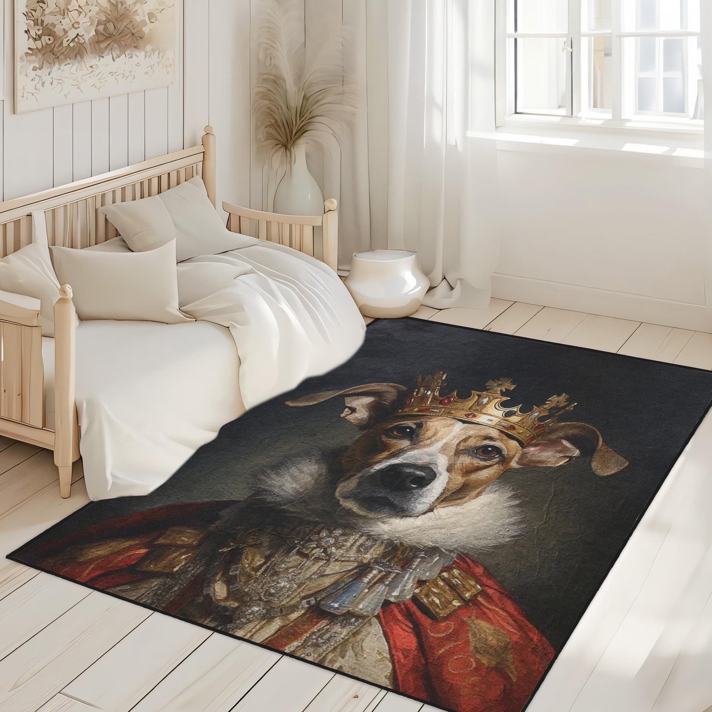 Custom Pet Portrait Painting Rug, Renaissance Dog Cat Portrait from Photo, Royal Pet King Portrait Rug, Painting Cat Rug,Portrait Dog Carpet